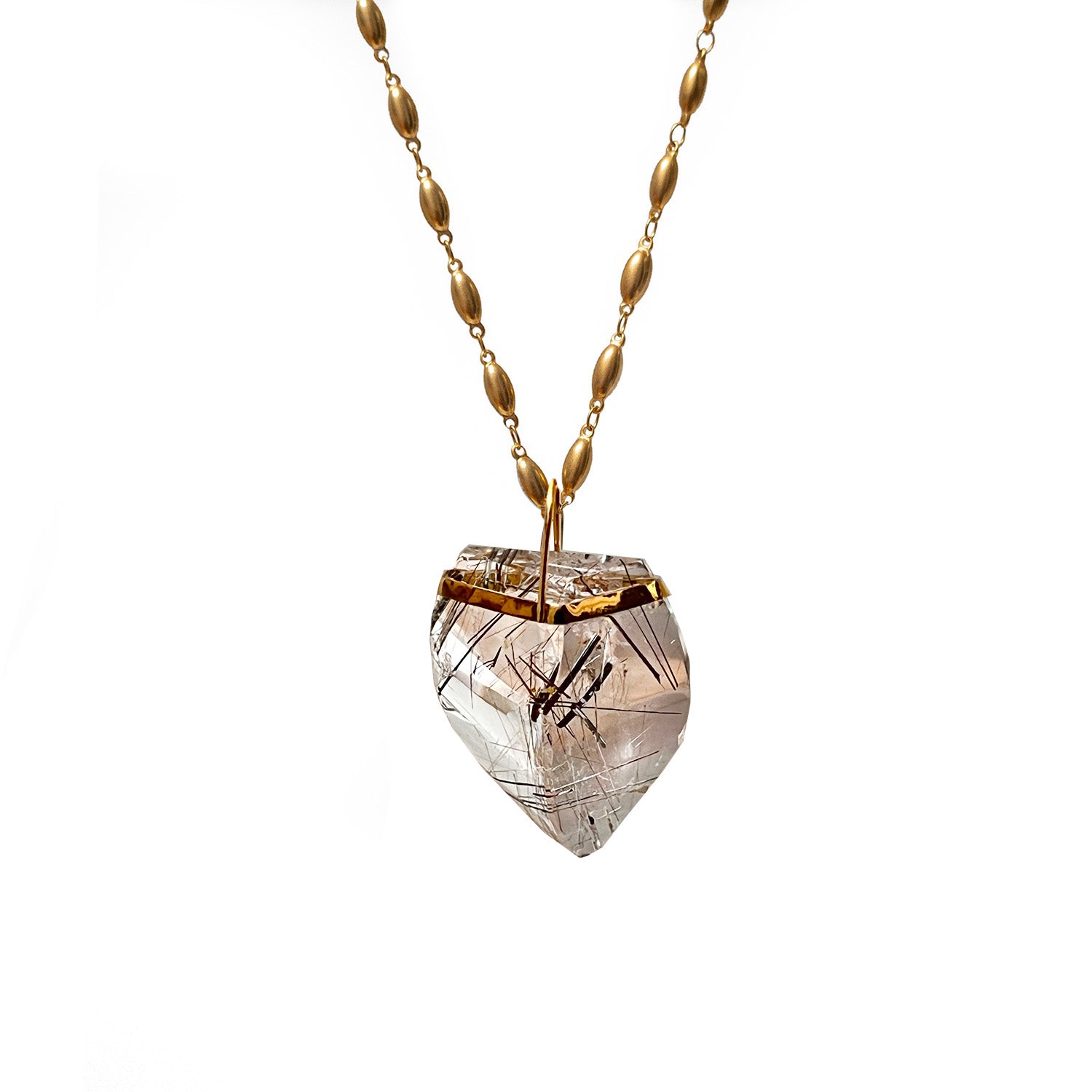 Unique Convex Rutilated Quartz On Long Pepin Chain