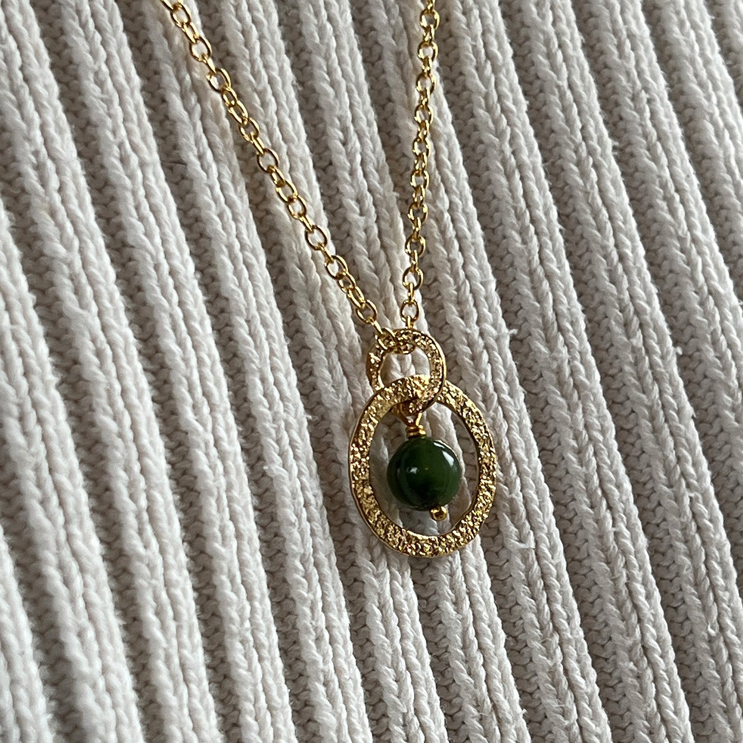 Taya Pendant With Nephrite Jade On Long Simple Chain