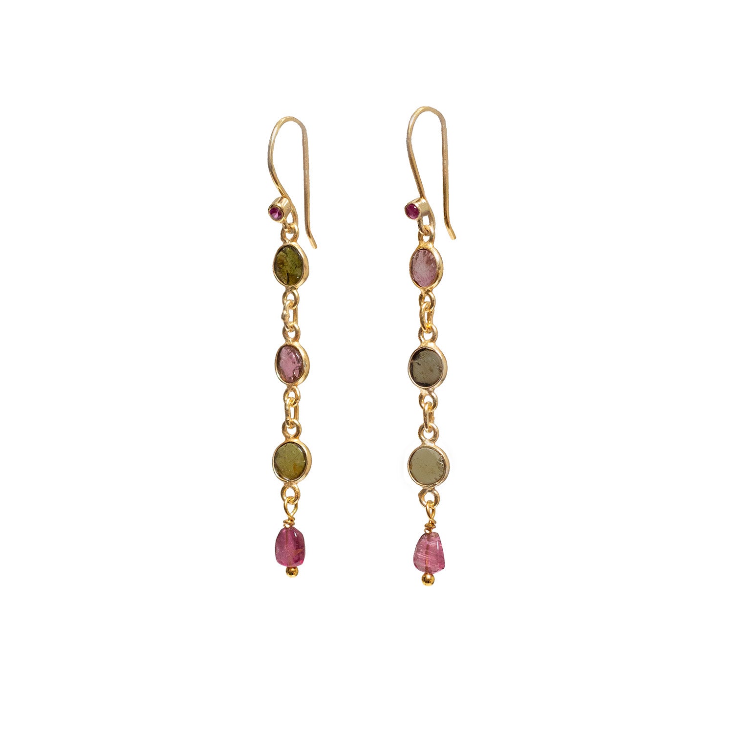 Long Asymmetrical Tourmaline Earrings