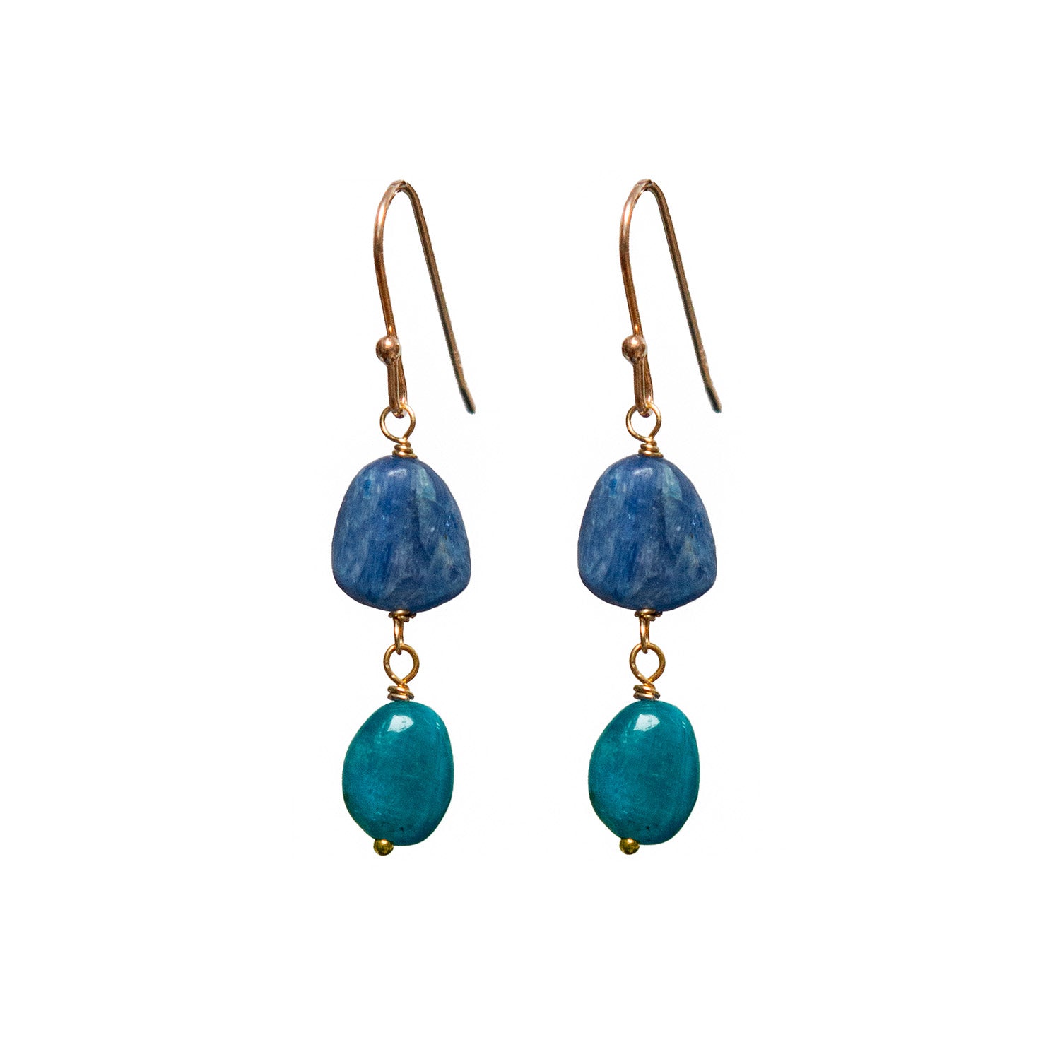 Unique Kyanite And Apatite Drop Earrings