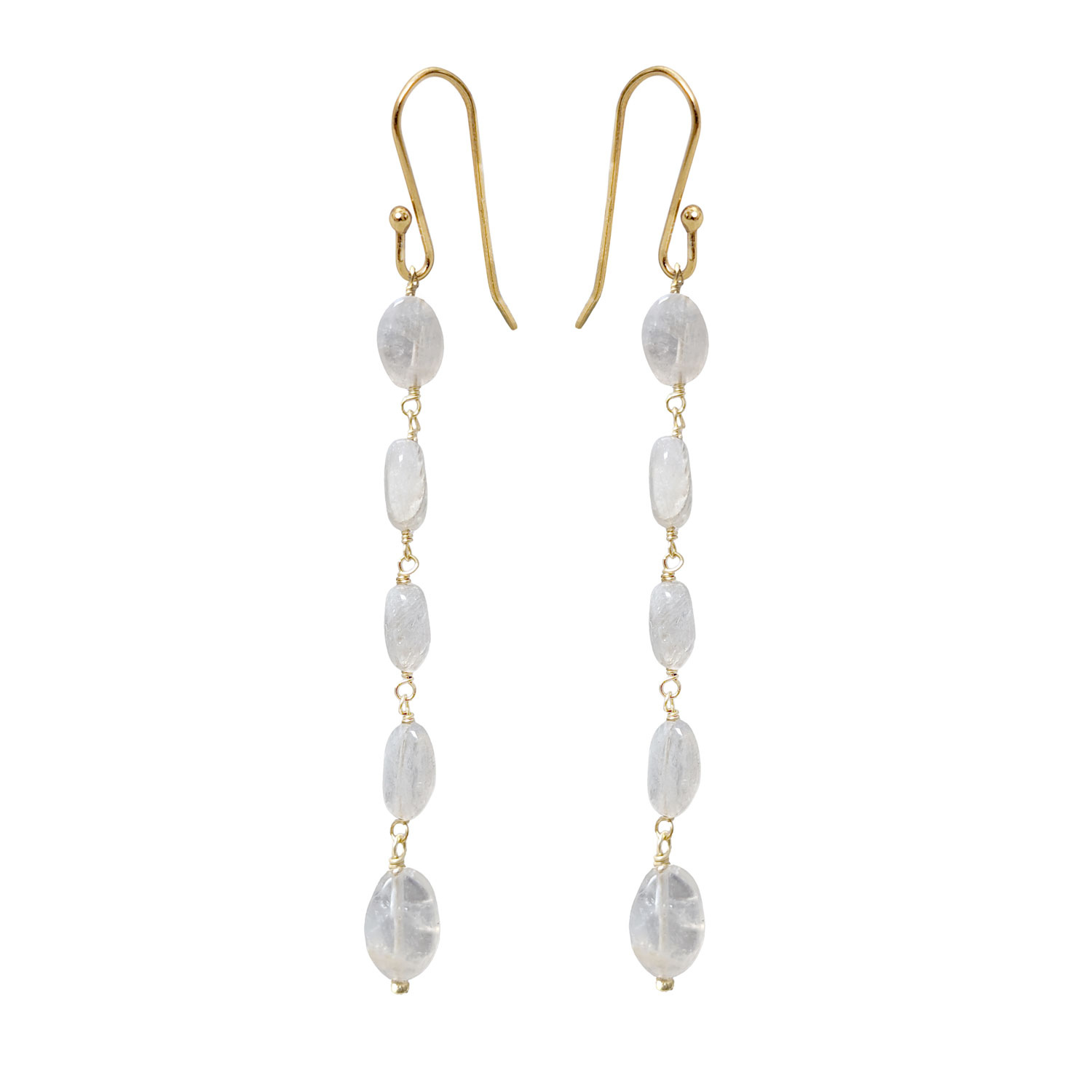 5 Stones white Moonstone earrings