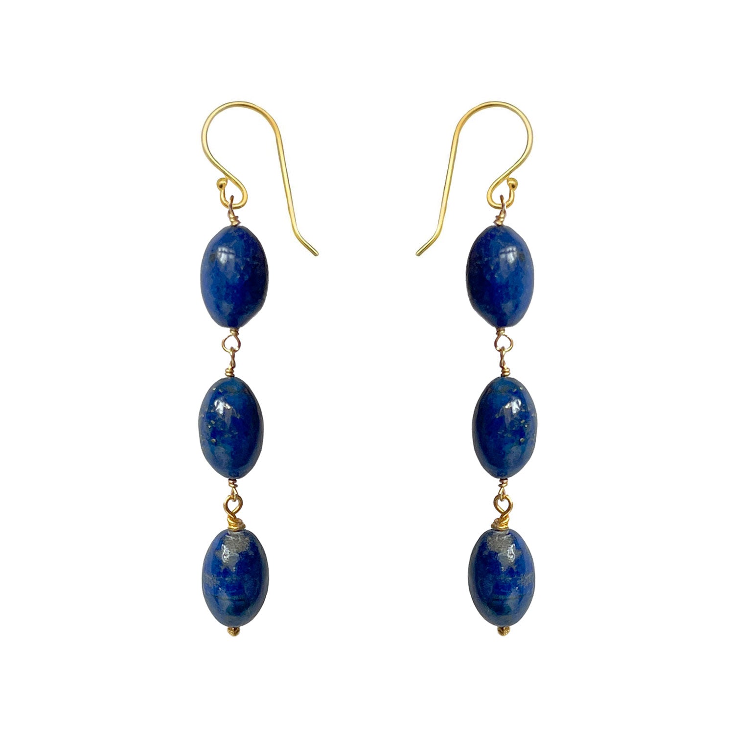 3 Drop Lapis Lazuli Earrings