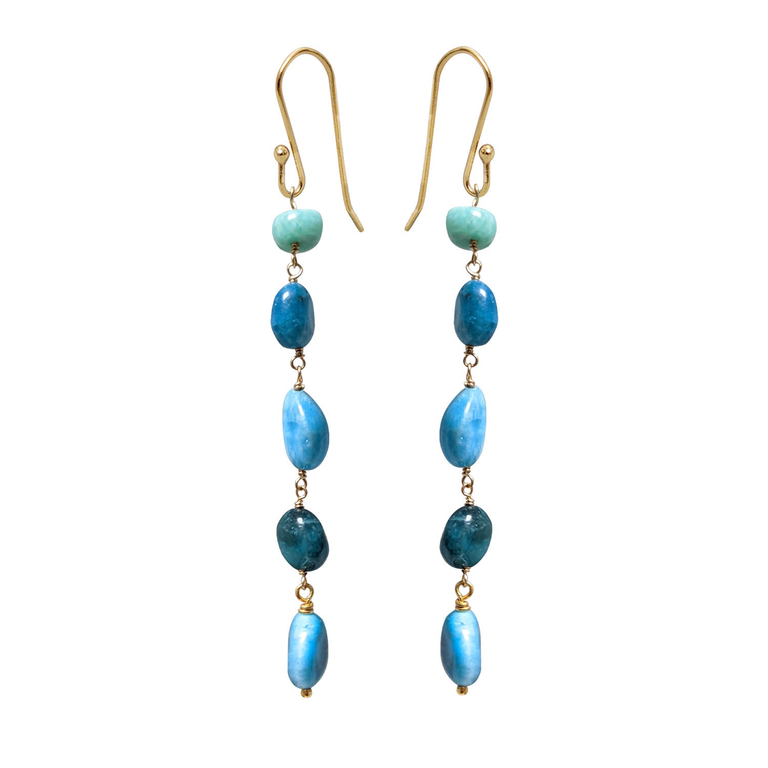 5 Stone Apatite & Amazonite Earrings