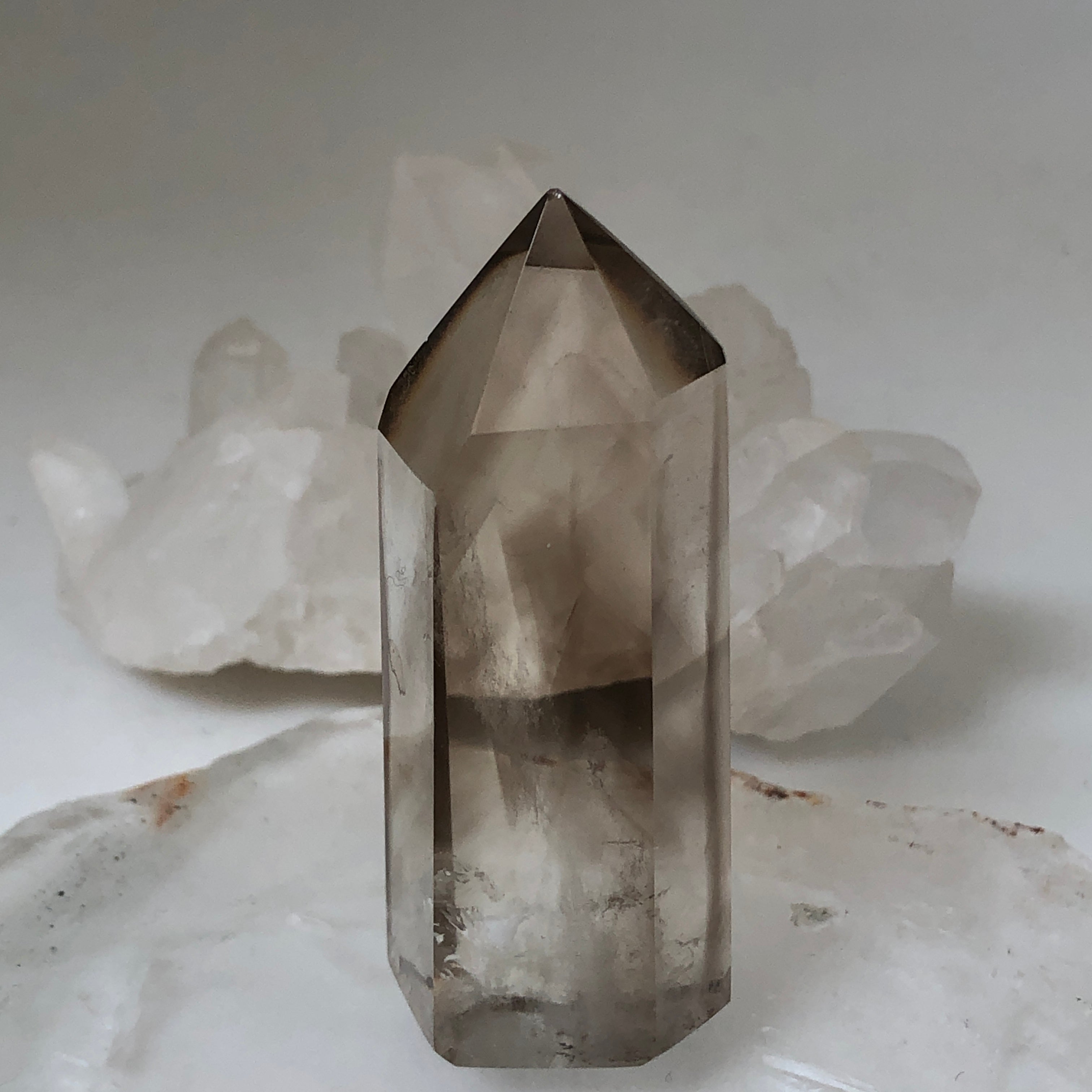 Smokey Quartz Crystal point  with phantom formation