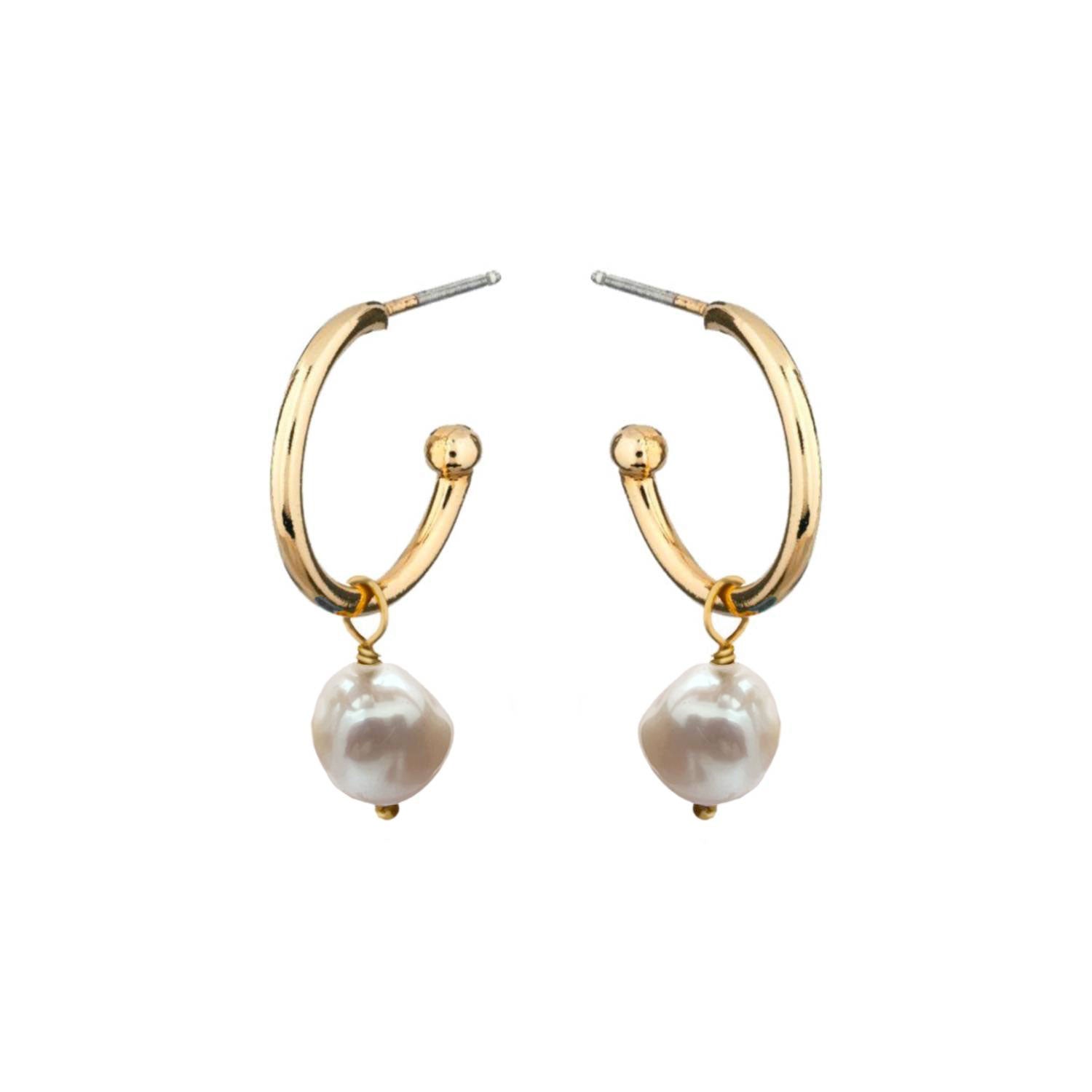 Alexa Creole Earrings with  Baroque Pearl