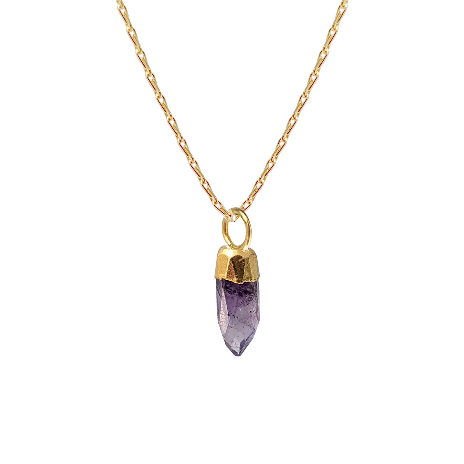 Amethyst Mini Point pendant on mini torsade chain