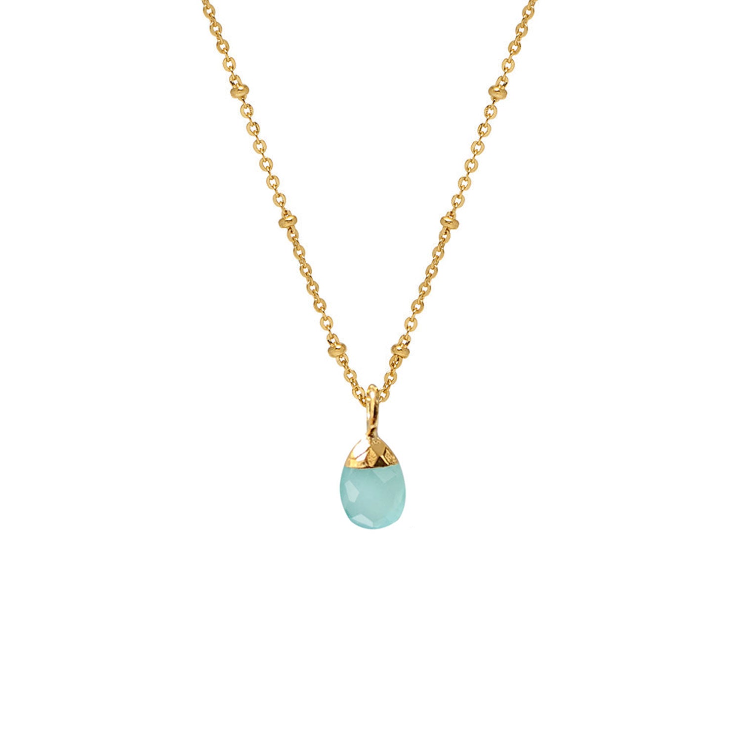 Aqua Chalcedony Briolette on Satellite Chain