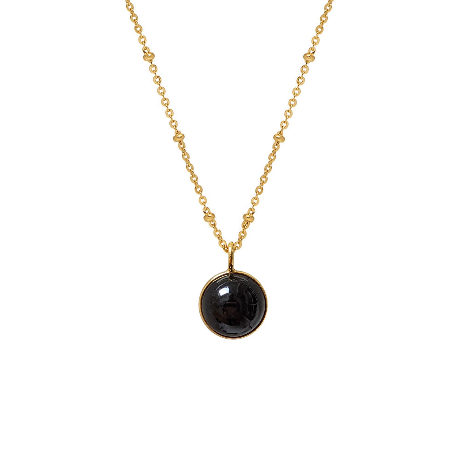 Magic Black Onyx Ball Pendant on Long Satellite Chain