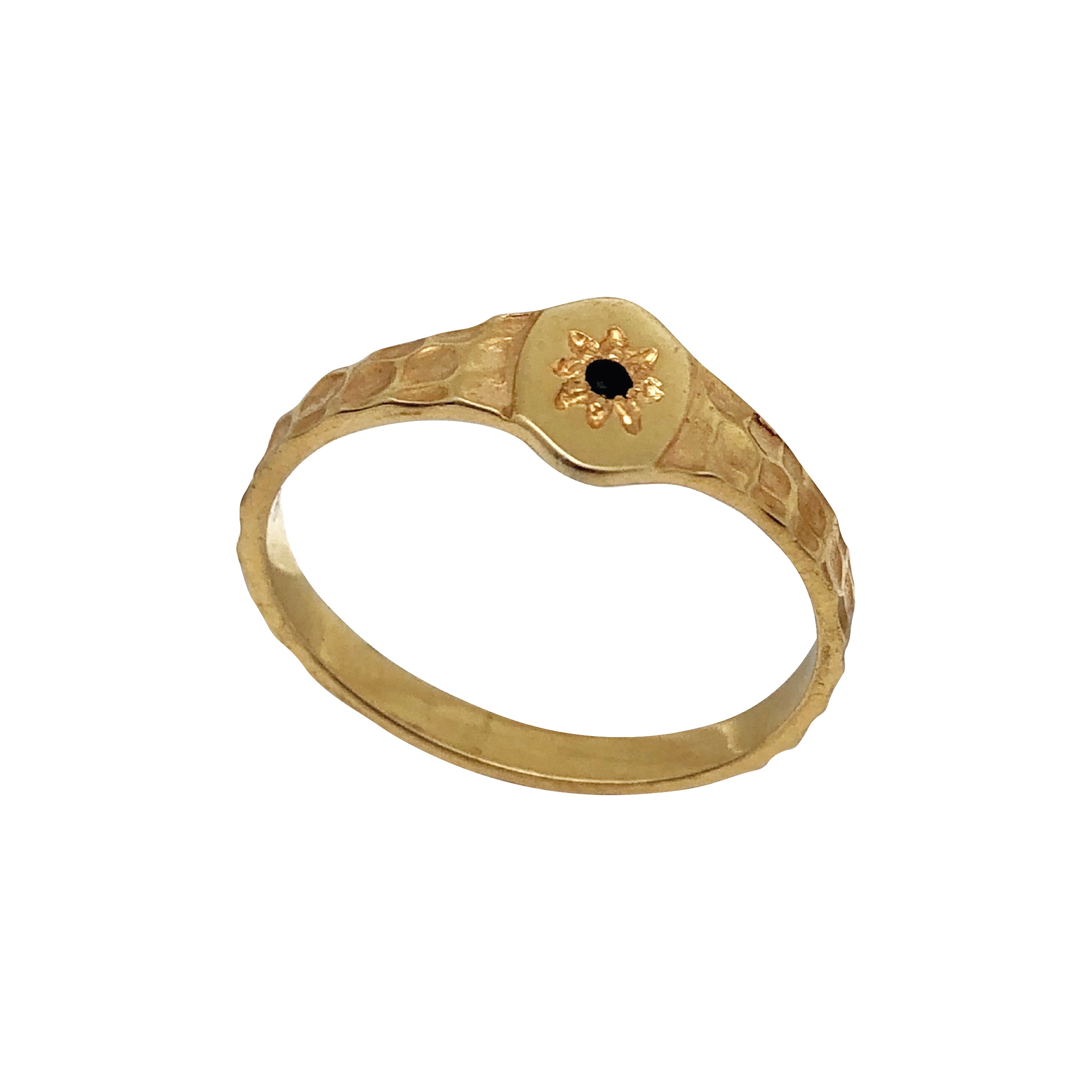 Black Zircon Oval Star Ring - Mirabelle Jewellery