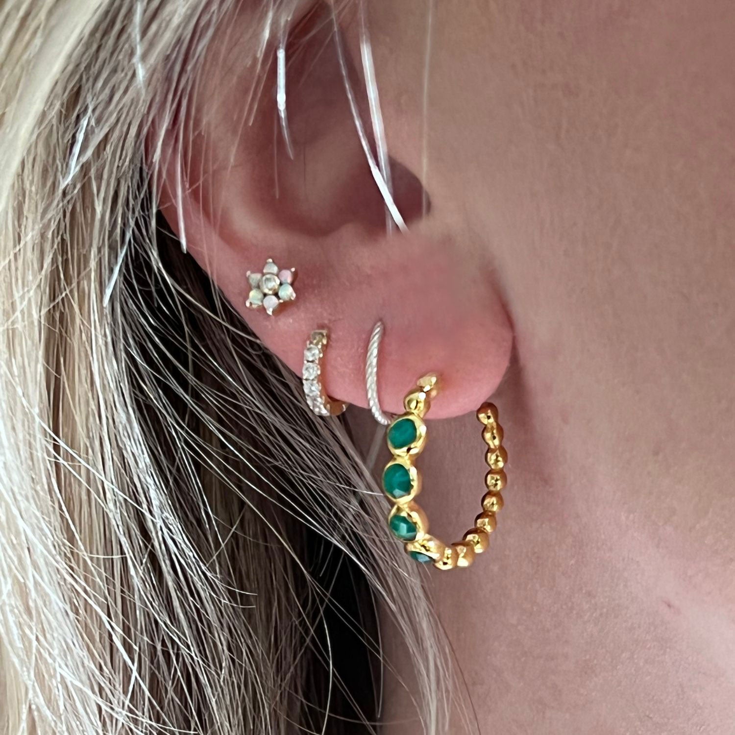 Bubble Green Onyx Earrings Vermeil