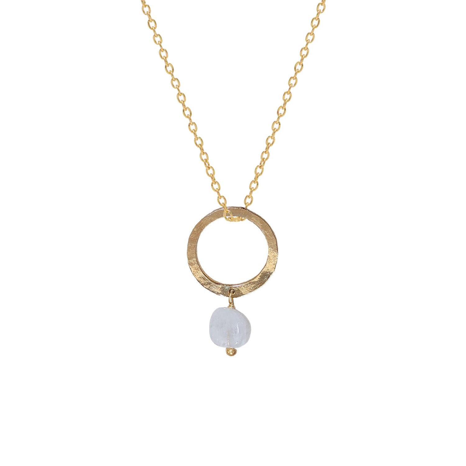 Bulan Pendant with Moonstone on Long Simple Chain