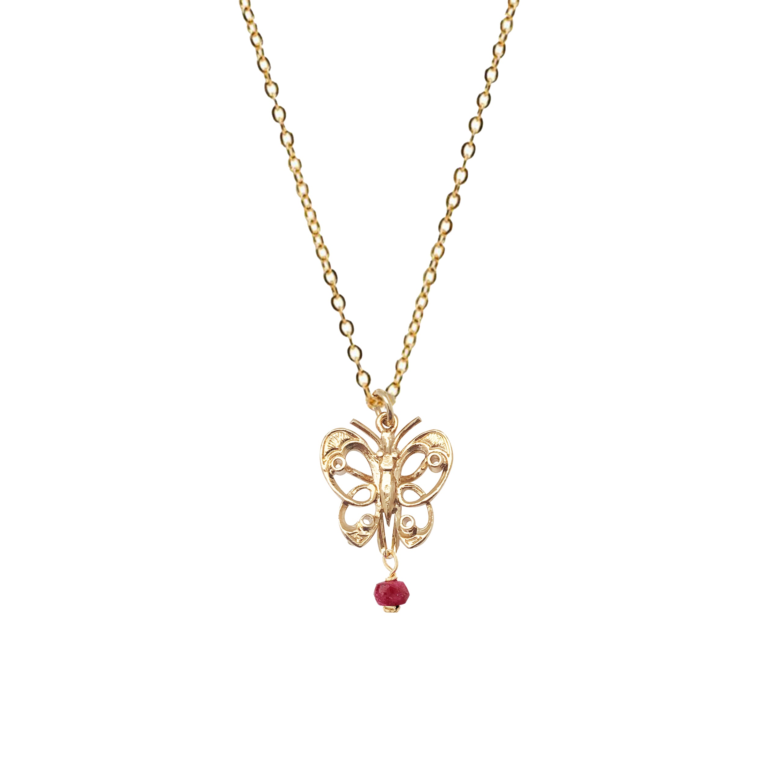 Butterfly Pendant with Ruby - Mirabelle Jewellery