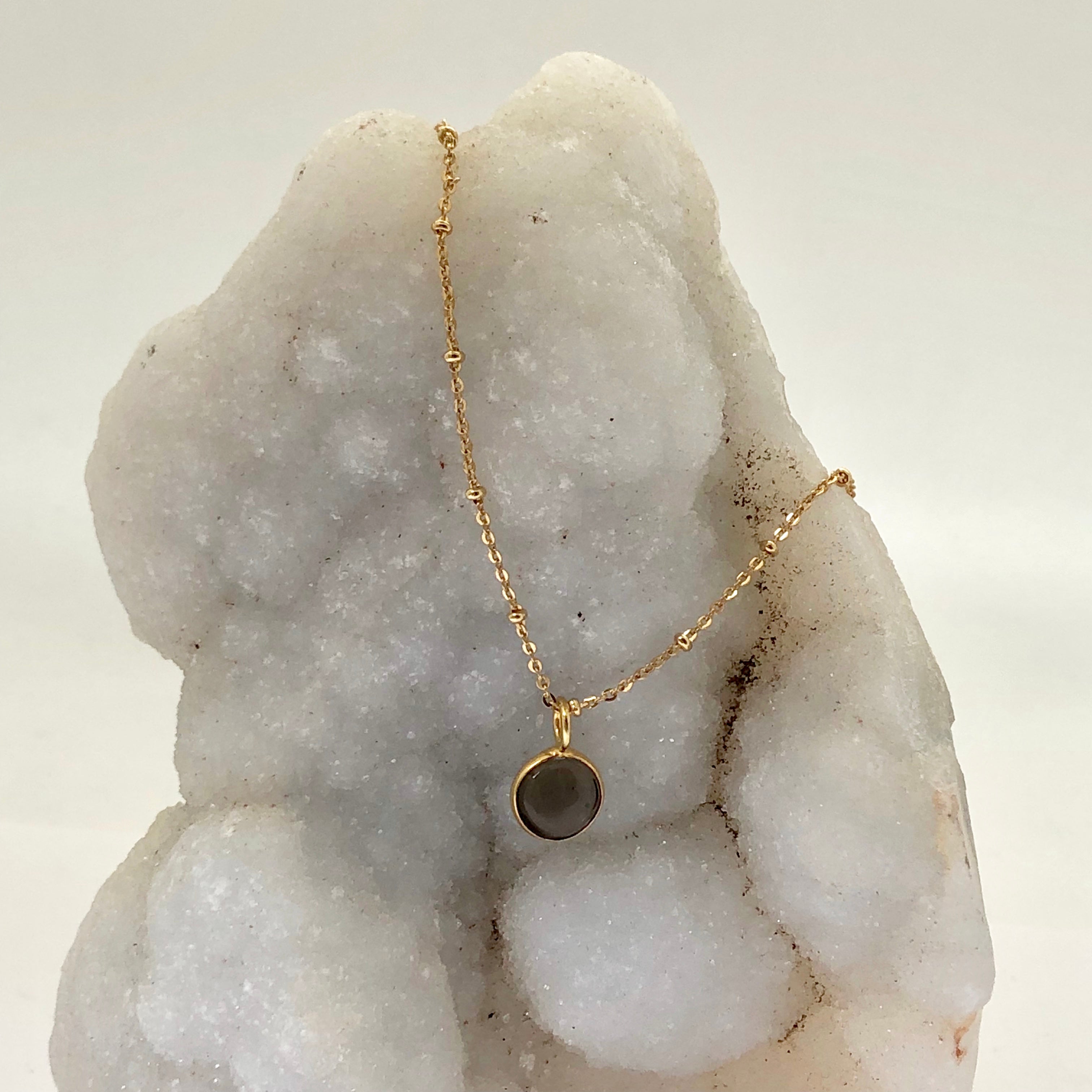 Smokey Quartz Cabochon Pendant - Mirabelle Jewellery