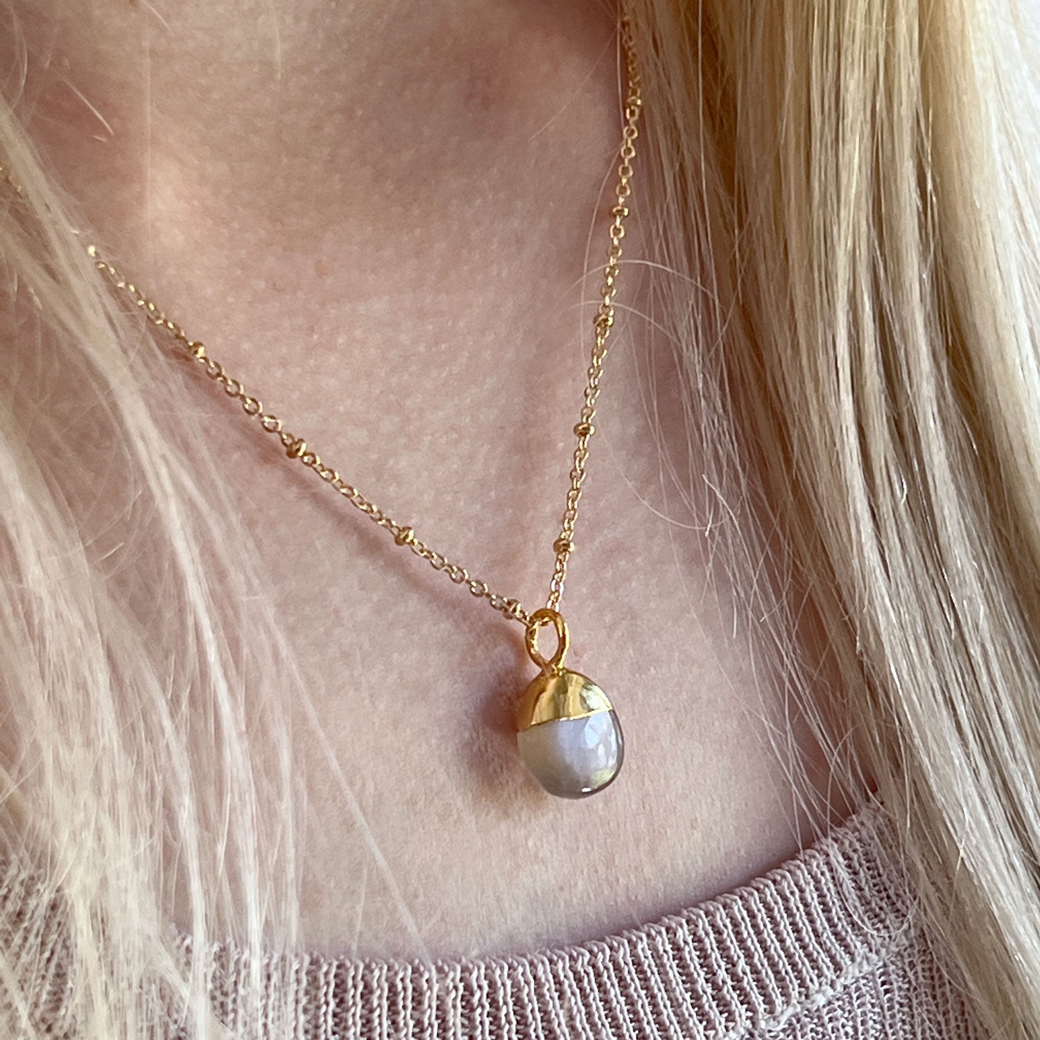 Mini Pebble Pendant Chocolate Moonstone