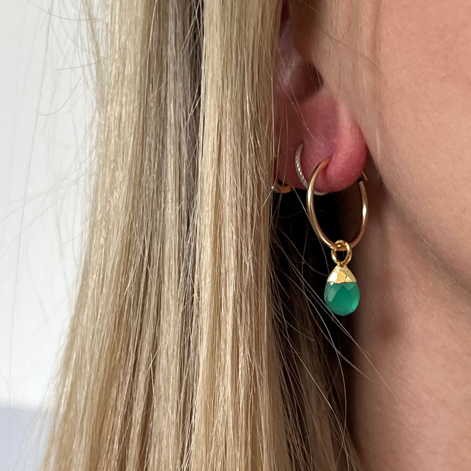 Cora Creole Green Onyx Briolette earrings