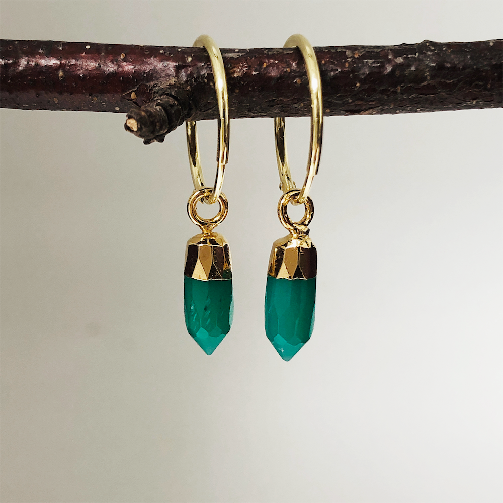 Cora Creole with Mini Point Green Onyx - Mirabelle Jewellery