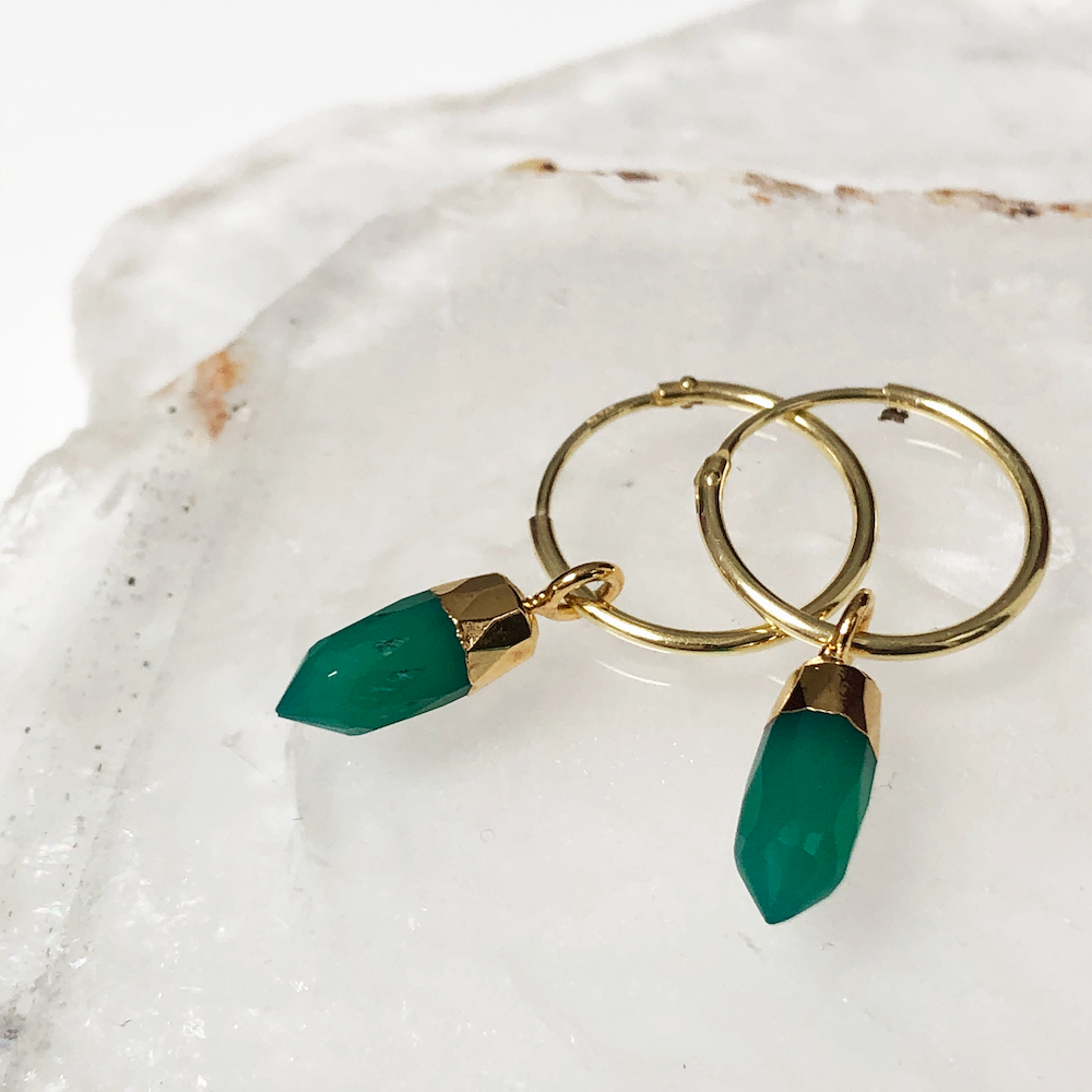 Cora Creole with Mini Point Green Onyx - Mirabelle Jewellery
