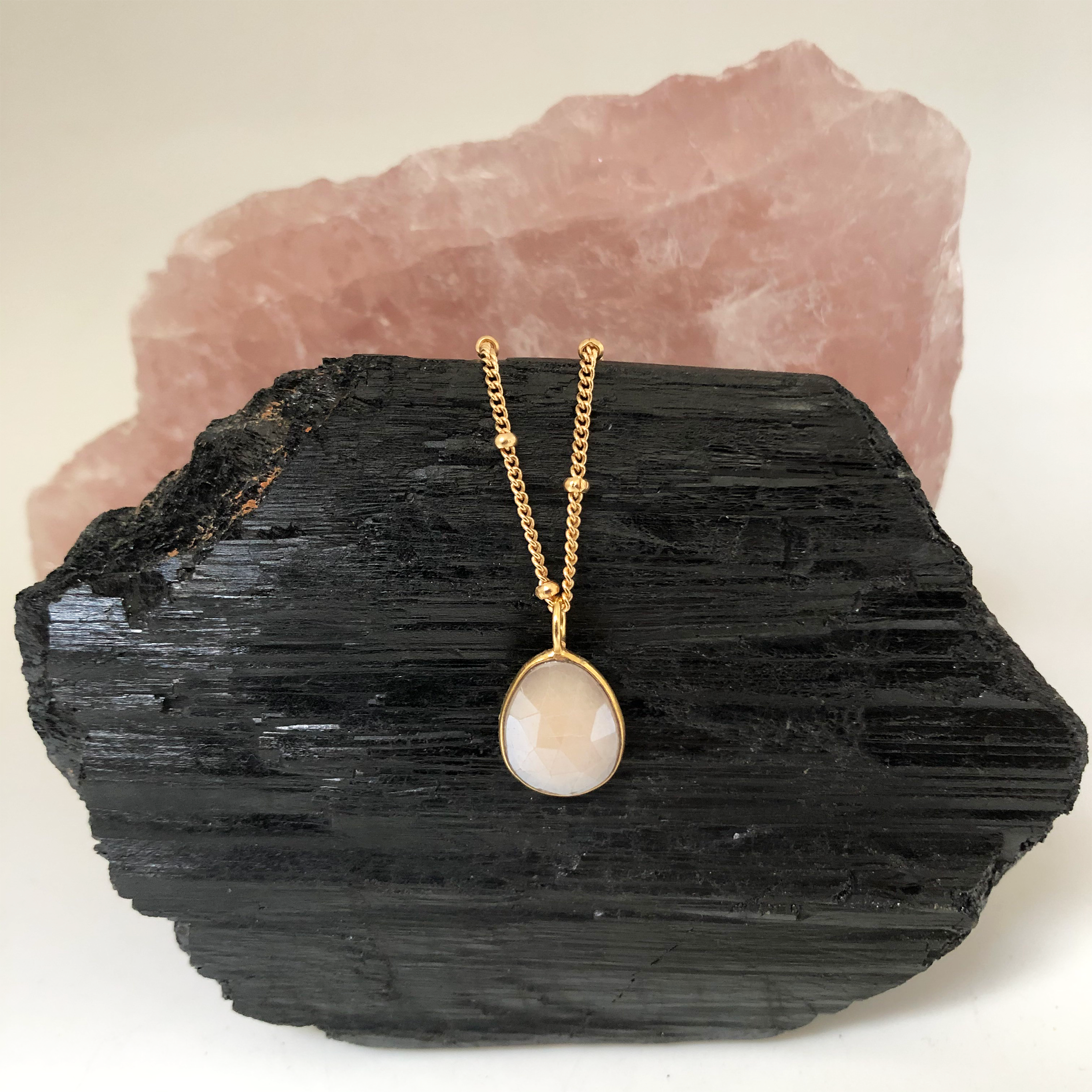Facetted Silverite Pink Stone Pendant