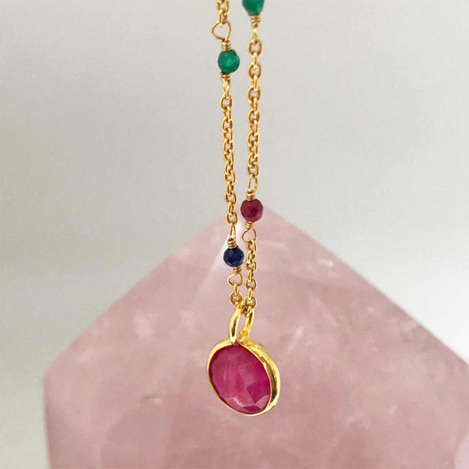 Fancy Rosary with Astro Ruby Pendant - Mirabelle Jewellery