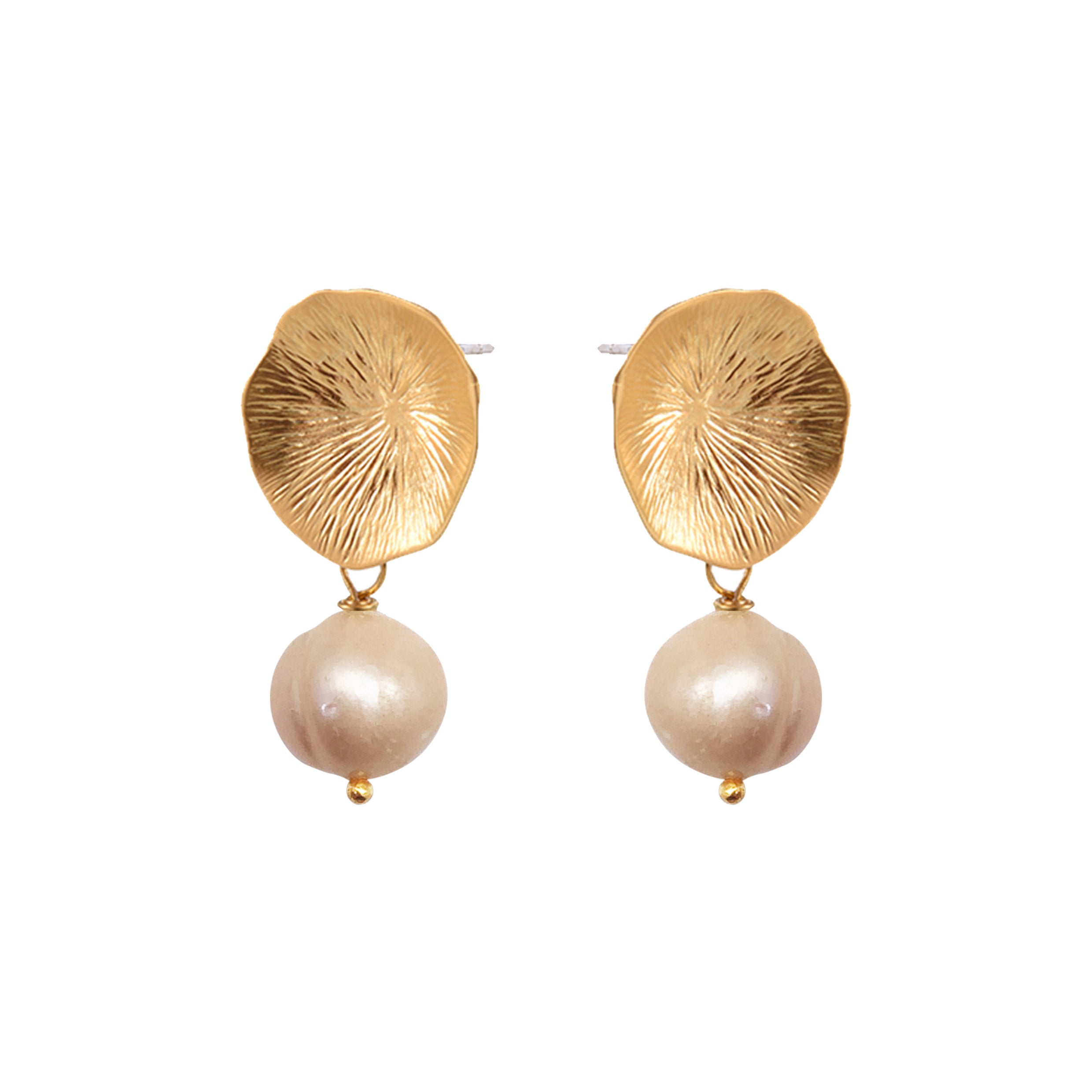 Flower Coral Earrings Peach Pearl - Mirabelle Jewellery