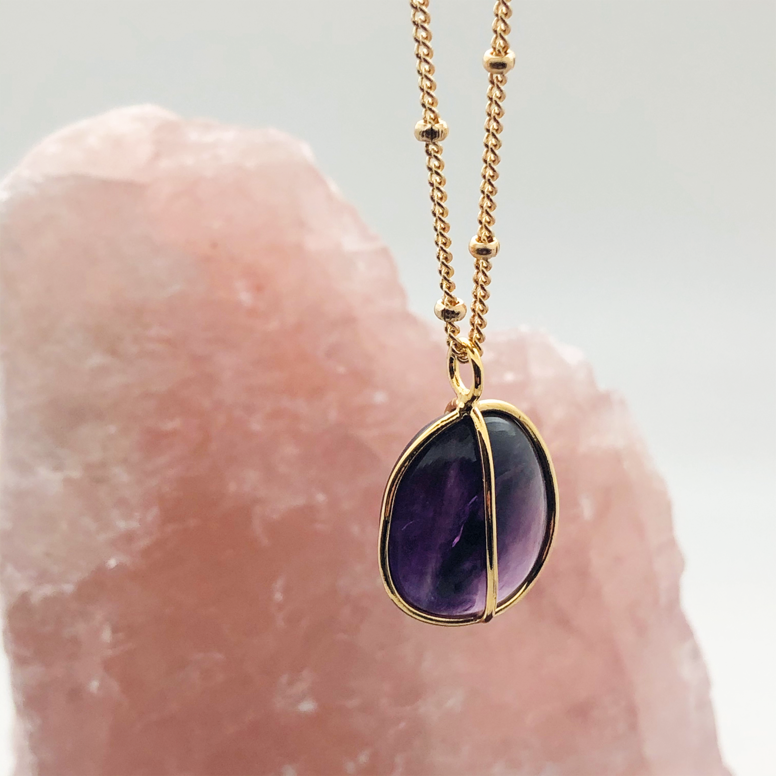 Freeform Pebble Amethyst Pendant