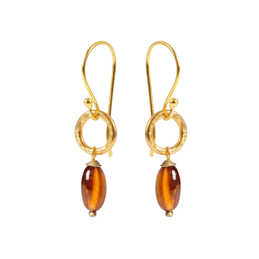 Gita Earrings Hessonite Garnet - Mirabelle Jewellery