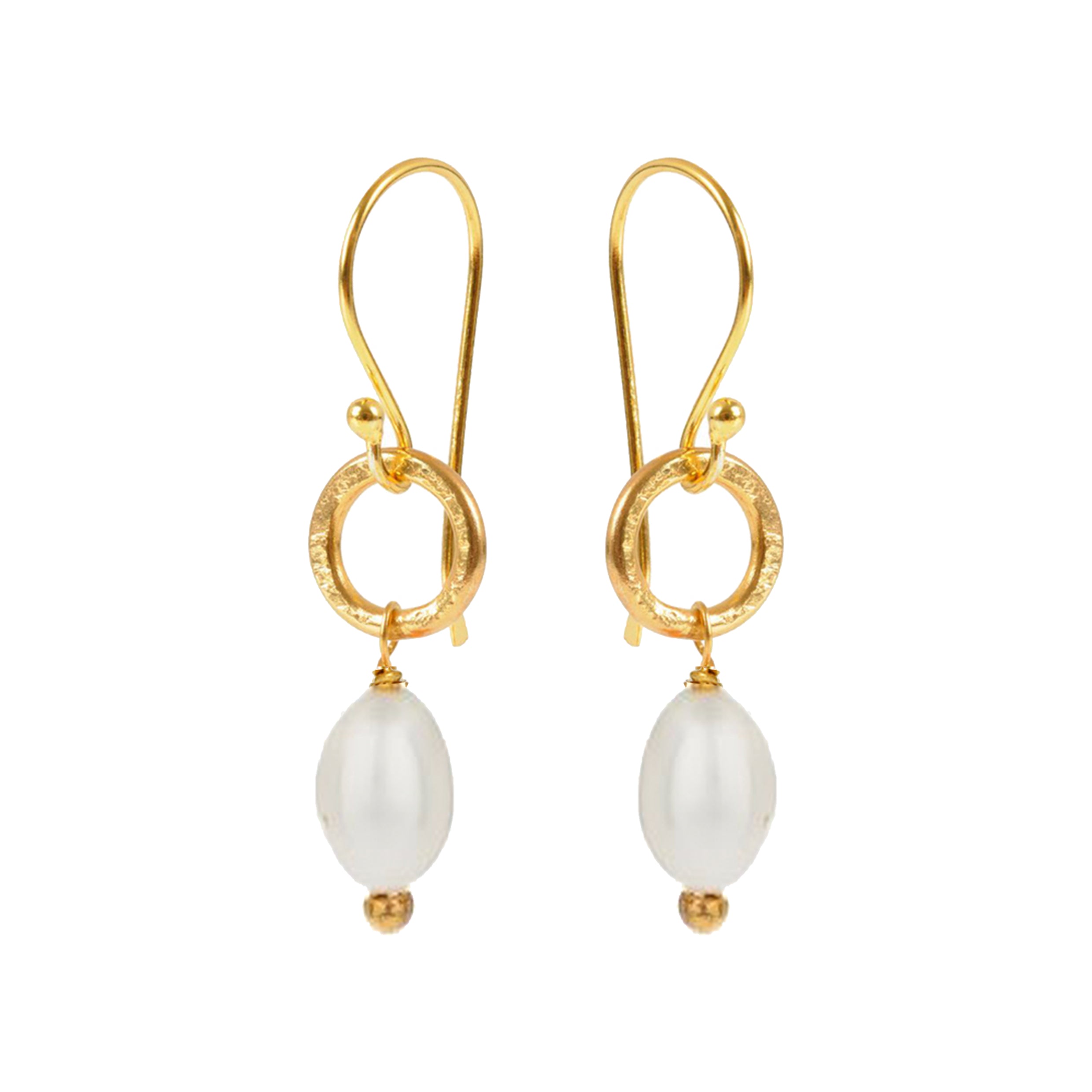 Gita Earrings Oval Pearl - Mirabelle Jewellery