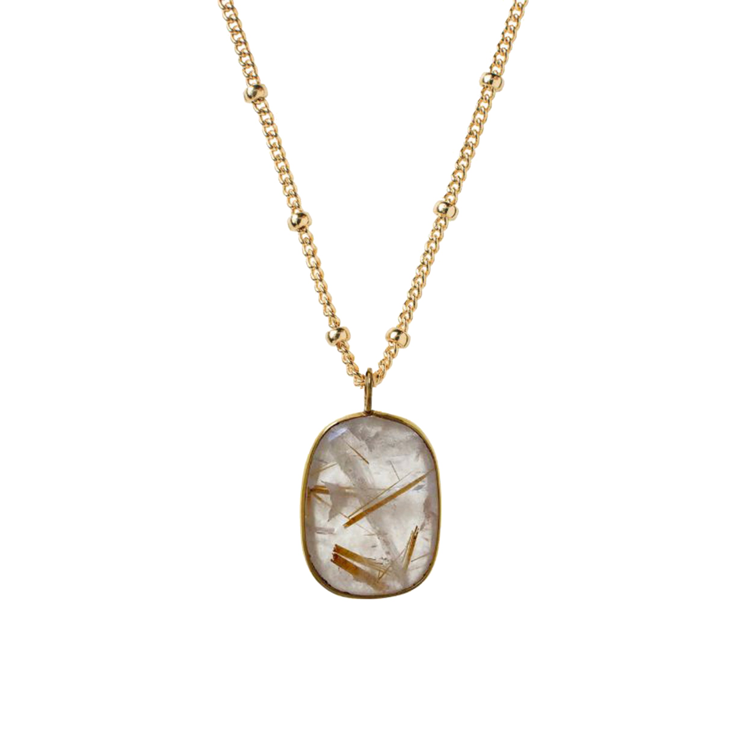 Golden Rutil Quartz Pendant on Biba Chain - Mirabelle Jewellery