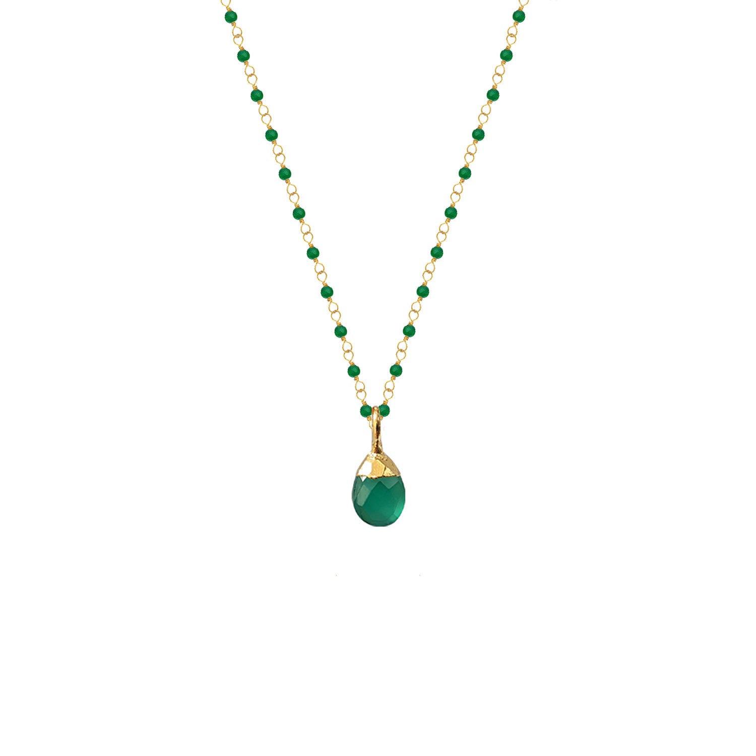Green Onyx Briolette on Green Onyx Rosary