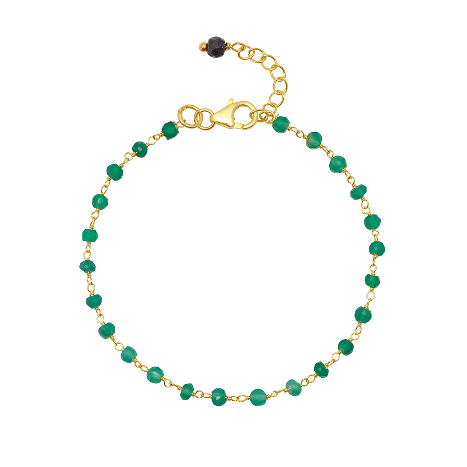 Rosary Bracelet - Green Onyx with Sapphire
