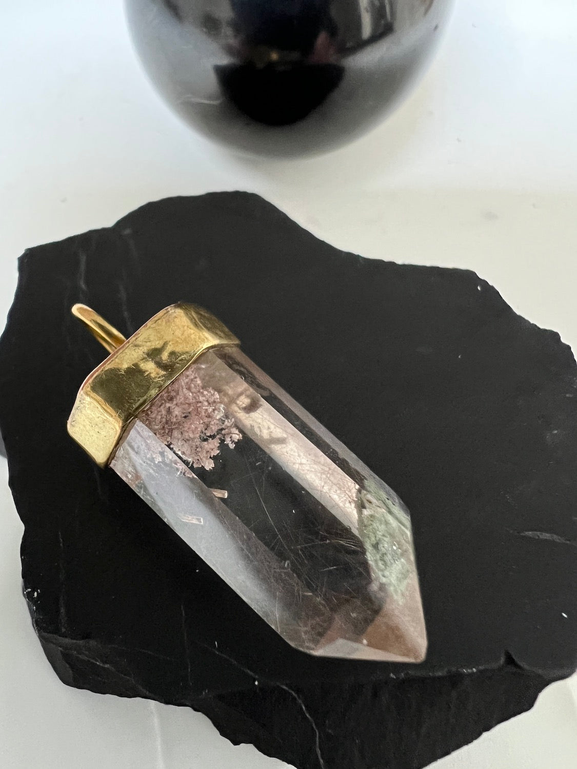 Unique Crystal with chlorite and Moss  inclusions