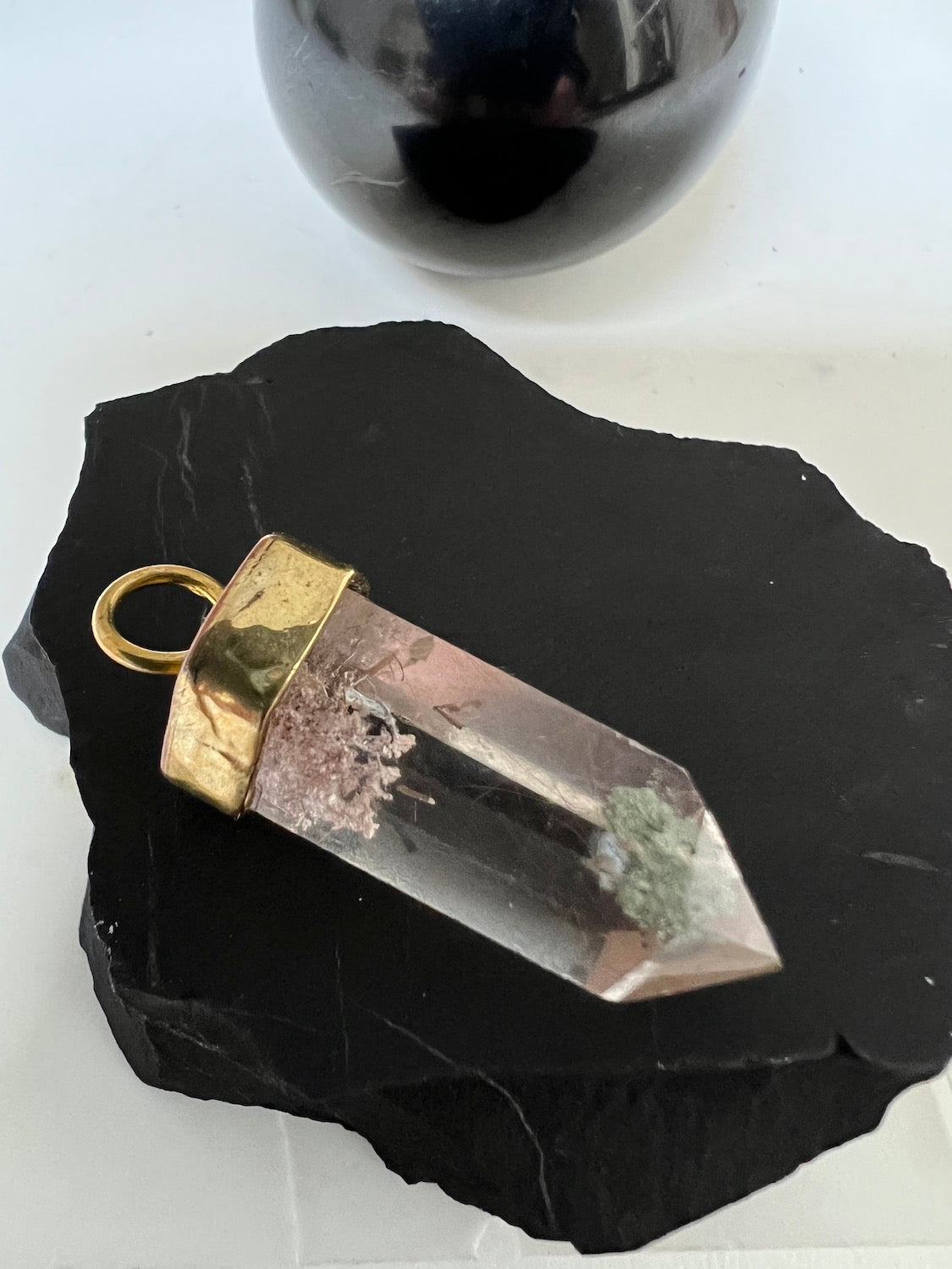 Unique Crystal with chlorite and Moss  inclusions
