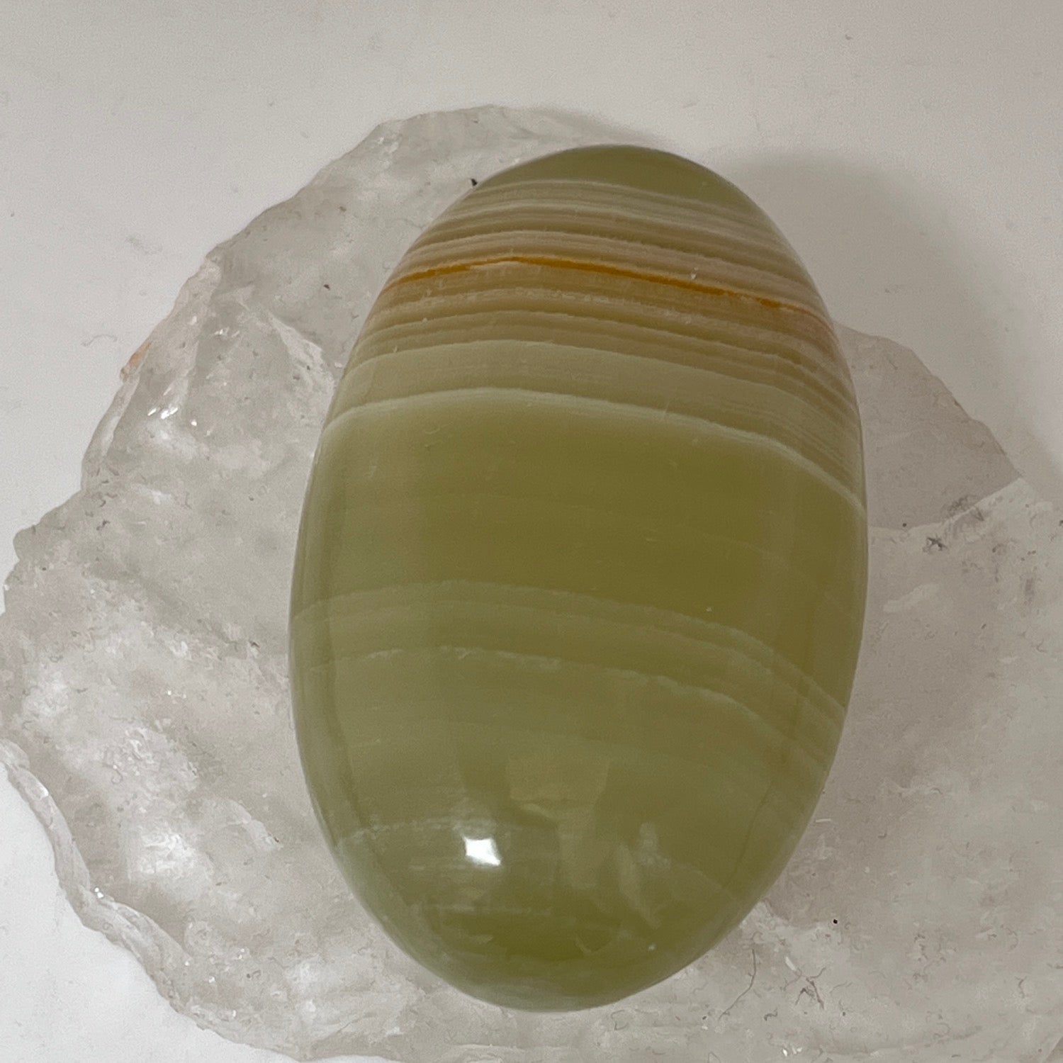 Unique large  Banded Calcite Green Palm stone