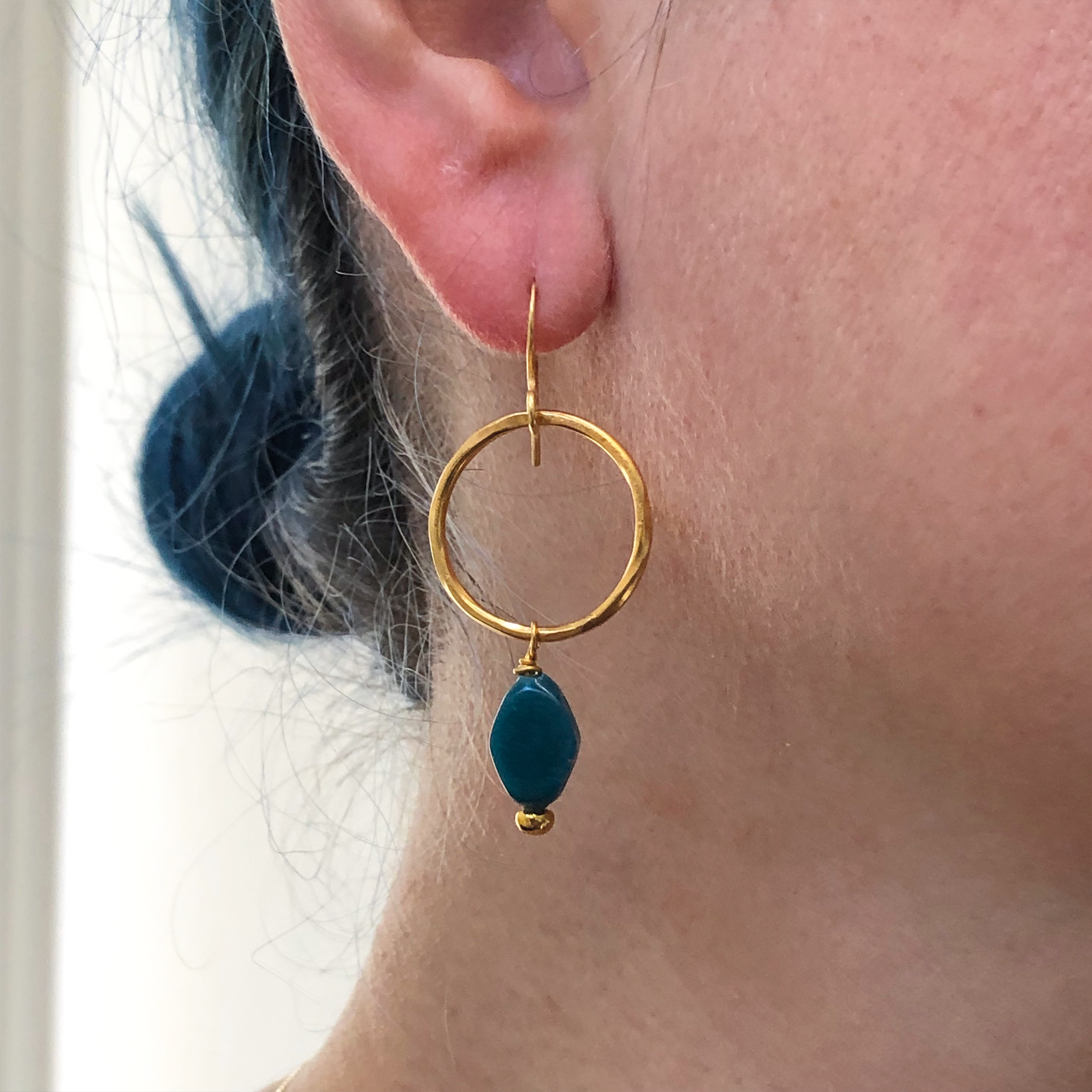 Jacqui Earrings Recycled Glass Teal