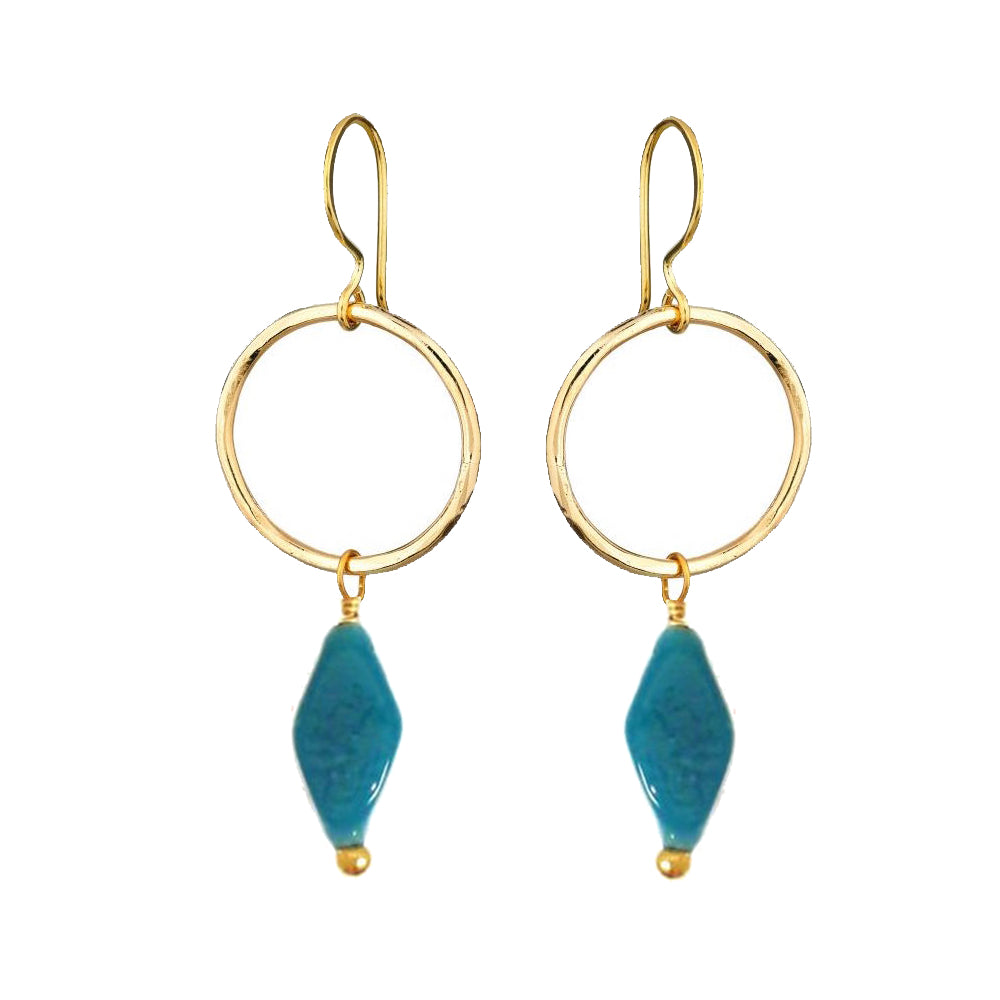 Jacqui Earrings Recycled Glass Teal - Mirabelle Jewellery