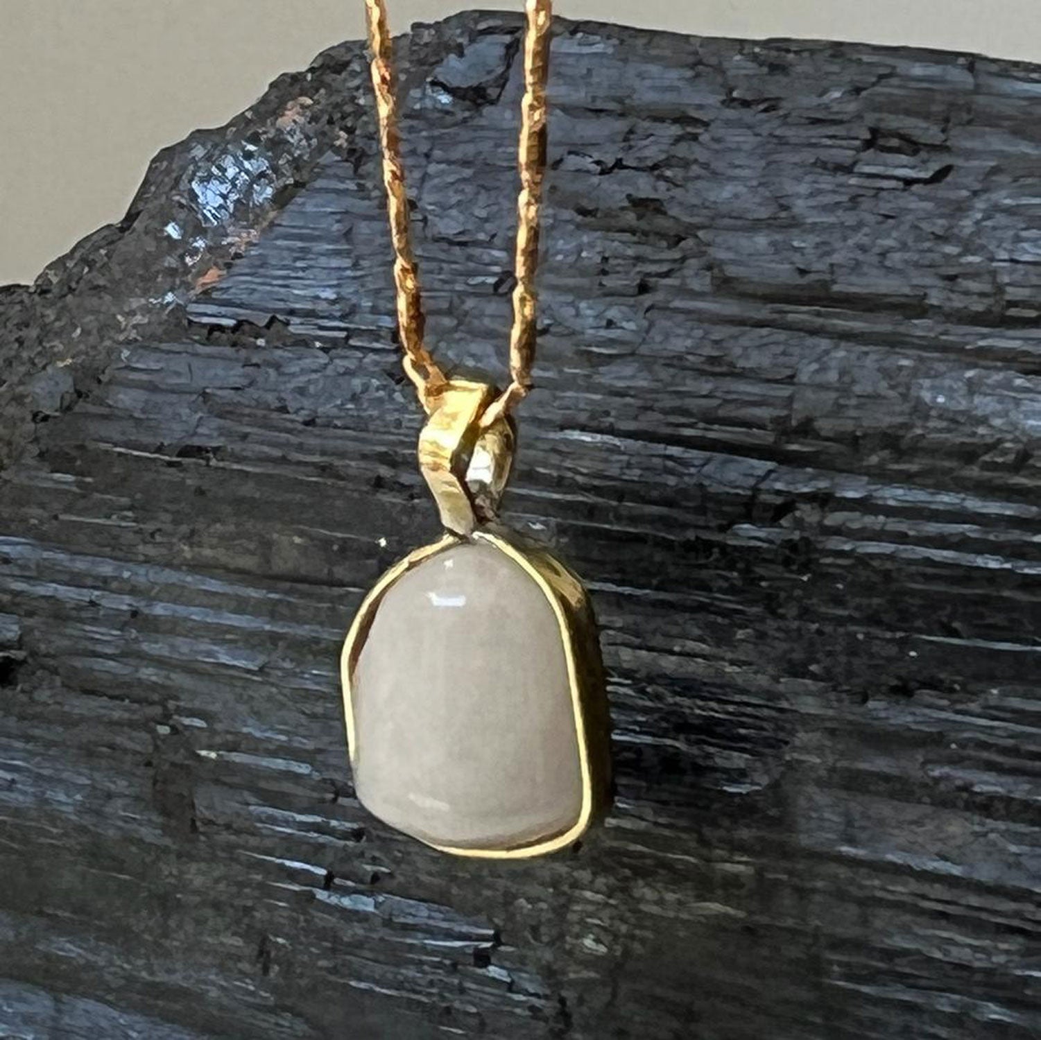 Kunzite Bezeled Pendant On Valerie Chain, Unique