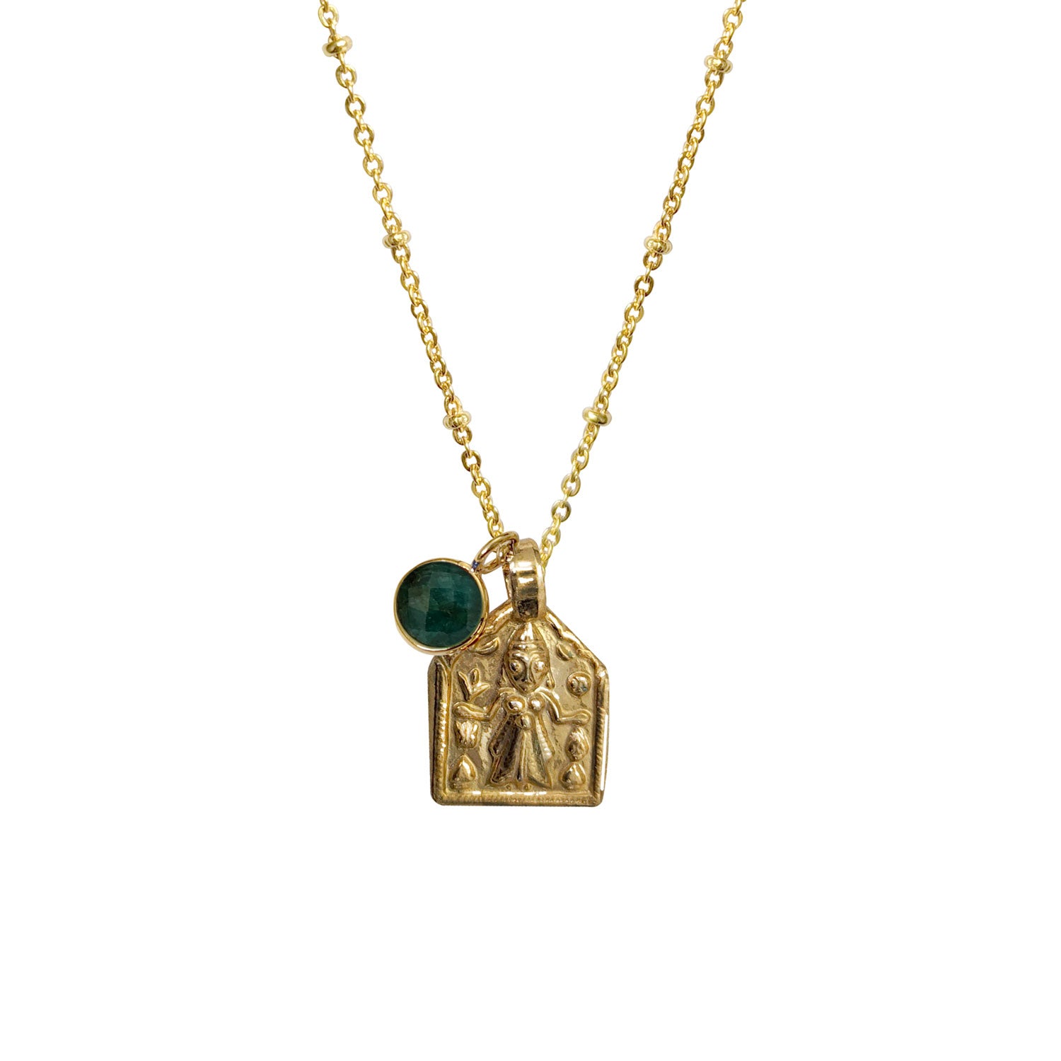 Goddess Lakshmi Pendant with Astro Emerald