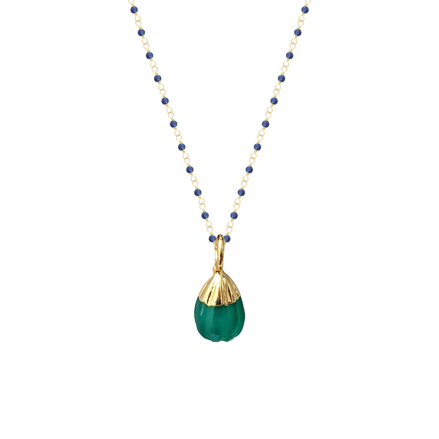 Lapis Lazuli Rosary with Eva Green Onyx Pendant