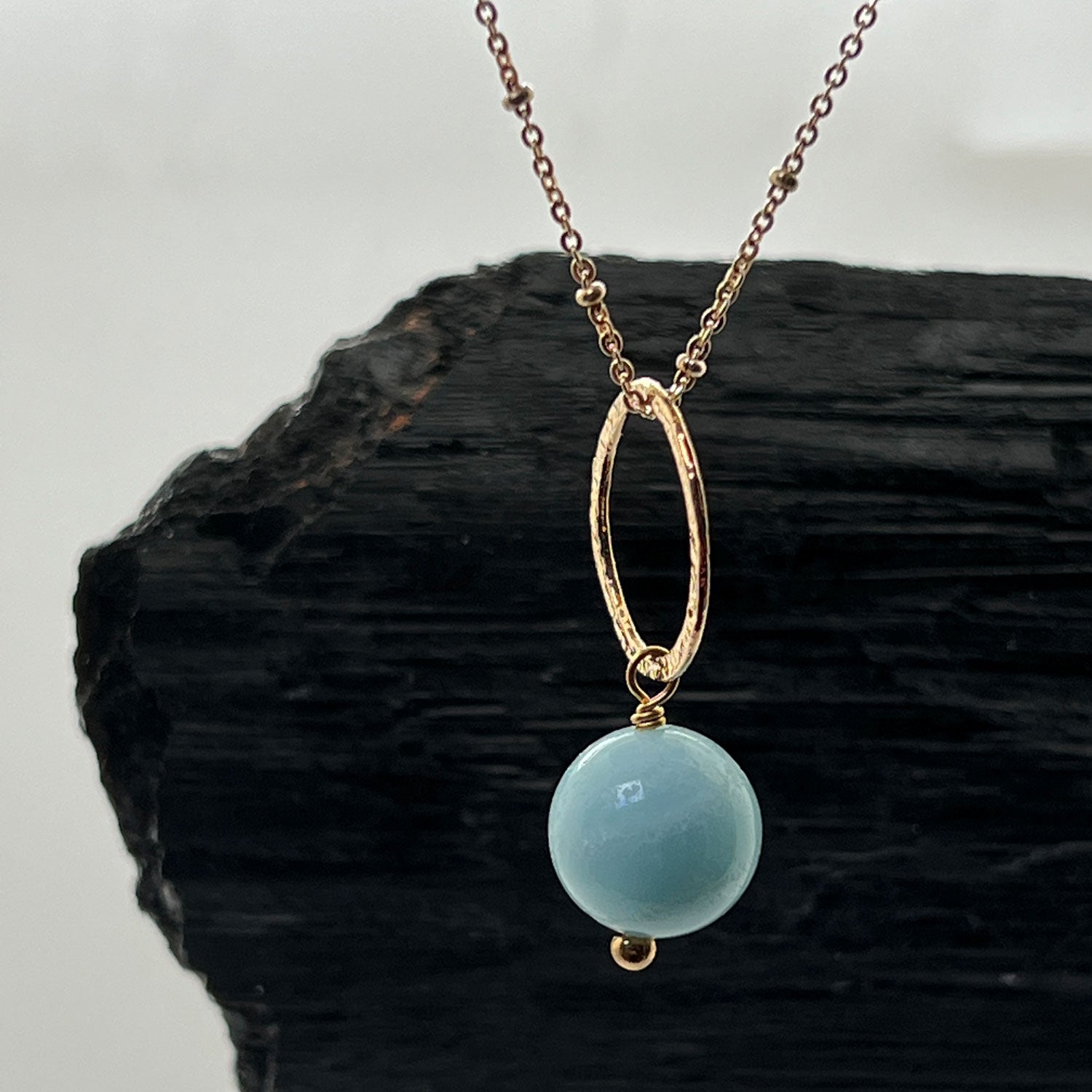 Margaret Amazonite Pendant  on Long Satellite chain