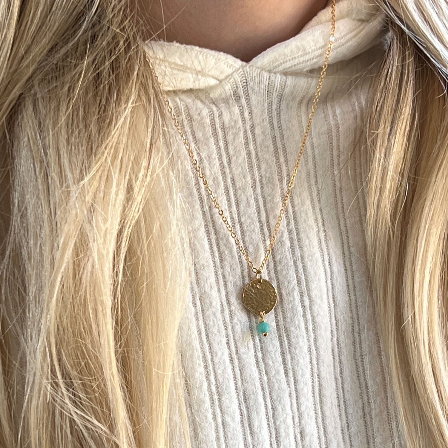 Mini Harmonia Pendant with gemstone on Simple Chain