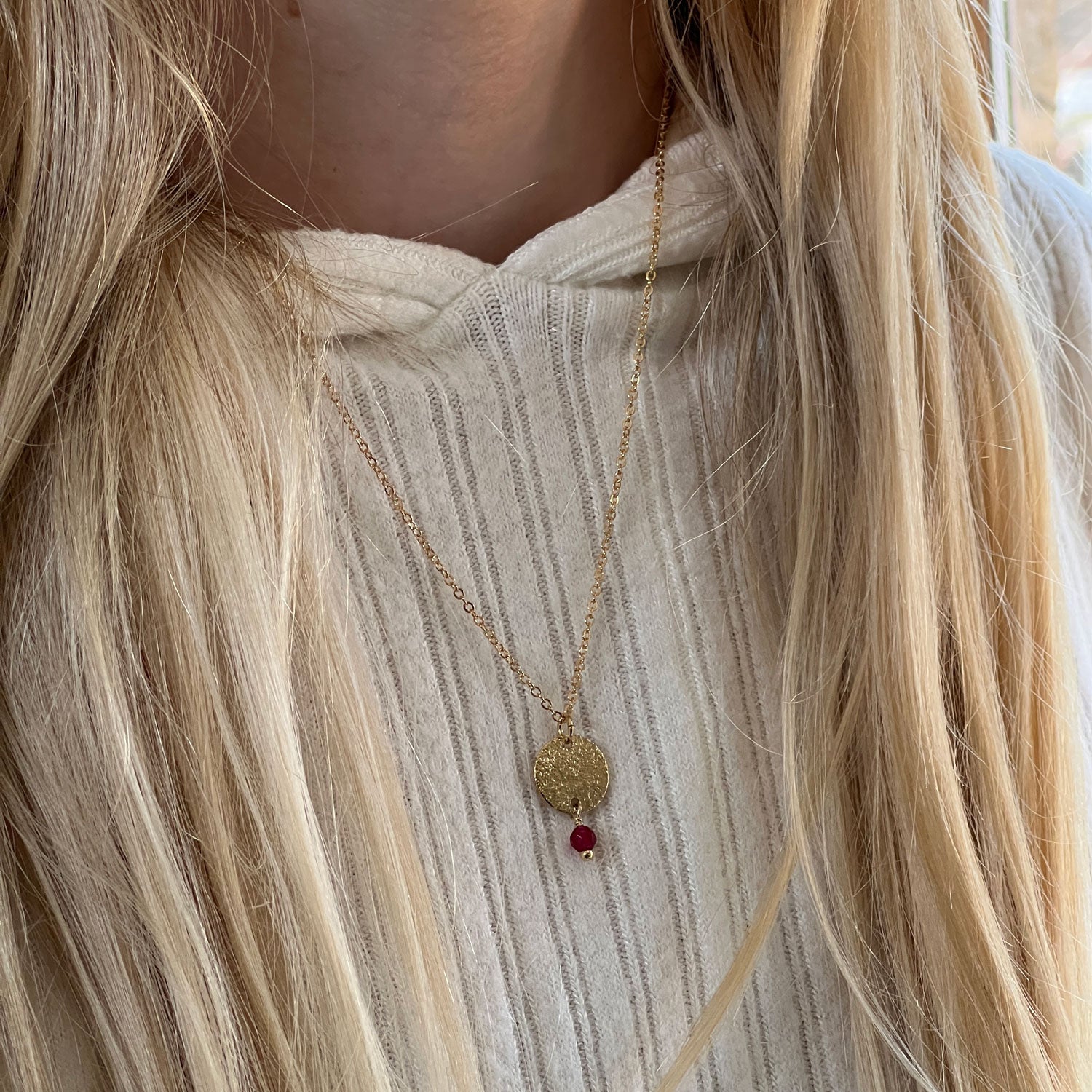 Mini Harmonia Pendant with gemstone on Simple Chain