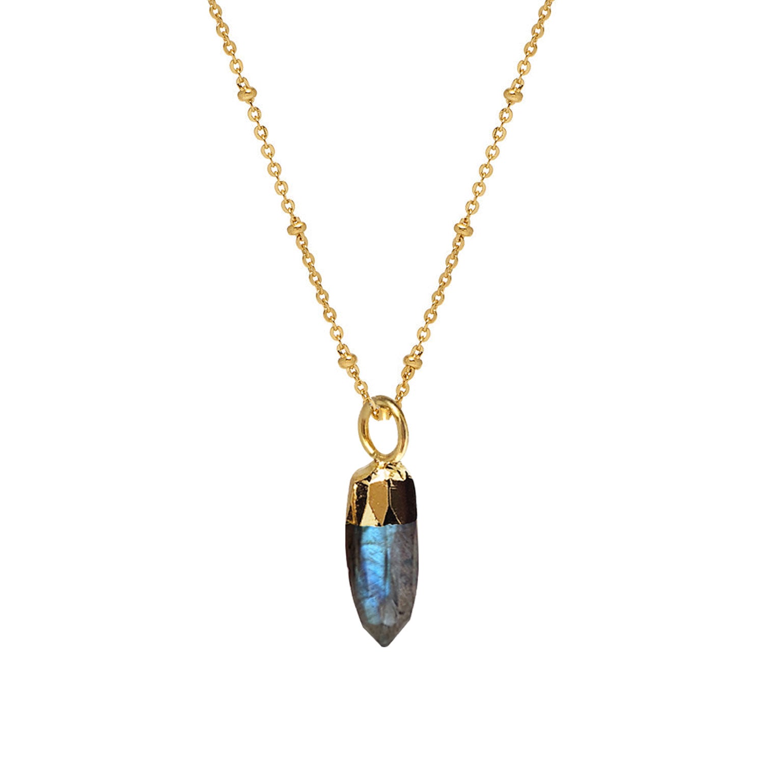 Mini Point Labradorite Pendant on Satellite chain