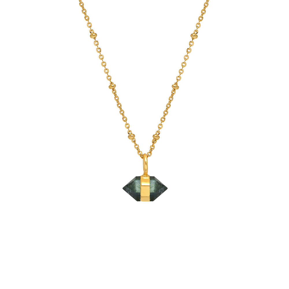 Horizontal Mini Double Point Labradorite Pendant - Mirabelle Jewellery