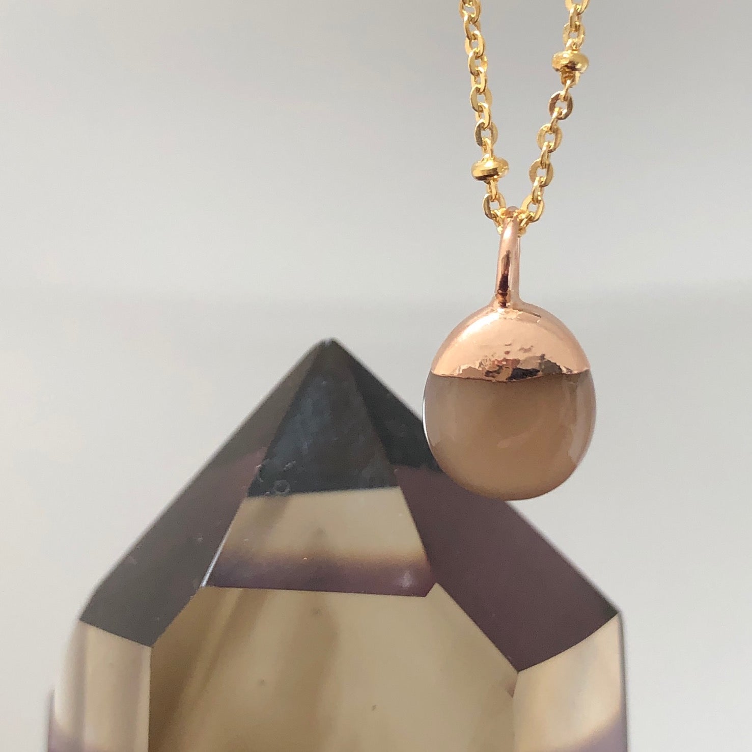 Mini Pebble Pendant Chocolate Moonstone - Mirabelle Jewellery