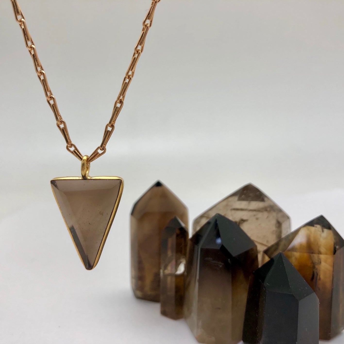 Power Triangle Large Smoky Quartz Pendant - Mirabelle Jewellery