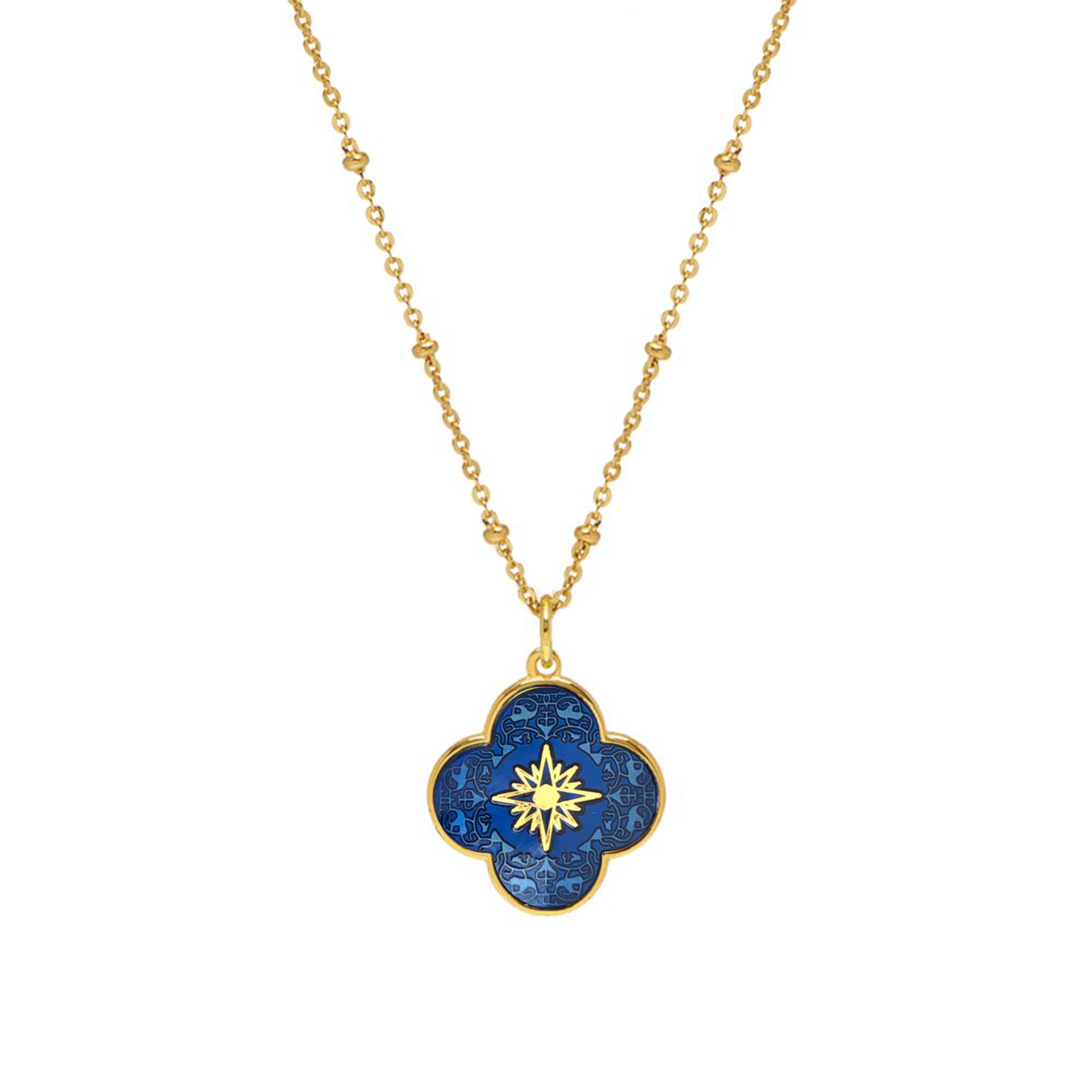 Petal Star Cross Enamel Medal Royal Blue - Mirabelle Jewellery