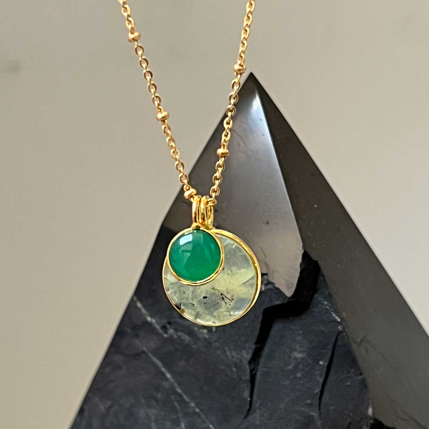 Duo Green Dreams Pendant on Long Satellite Chain