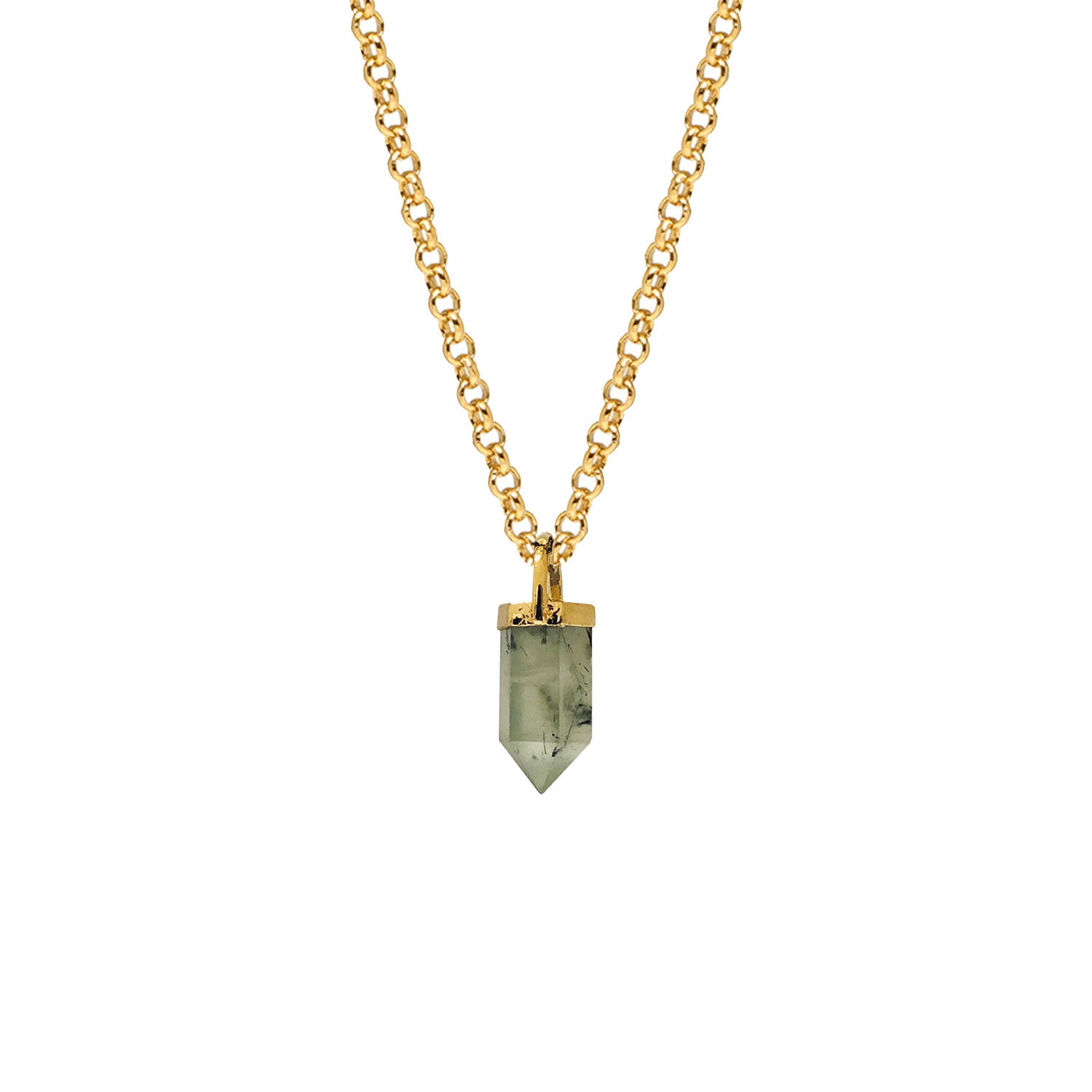 Green Prehnite Point on Baby Belcher Chain