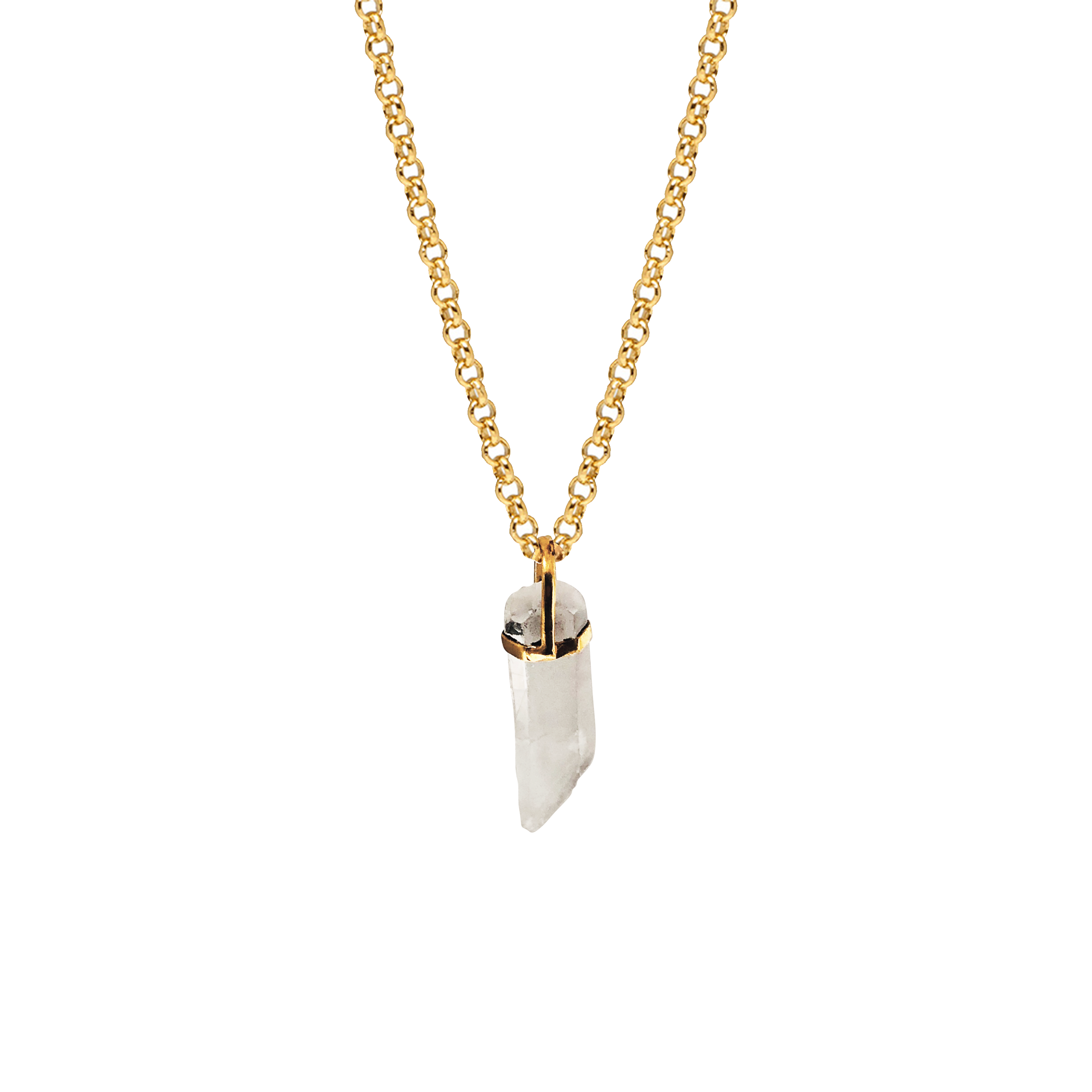 Raw Rock Crystal Point  on Baby Belcher chain