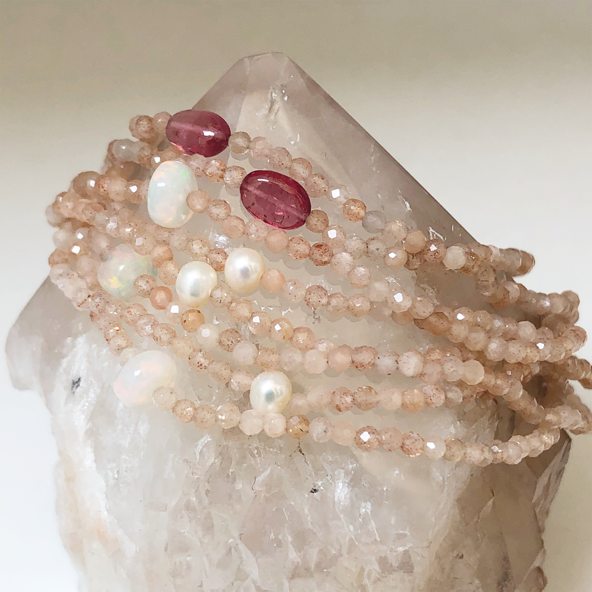Rose Moonstone  Semi-Precious Bracelet